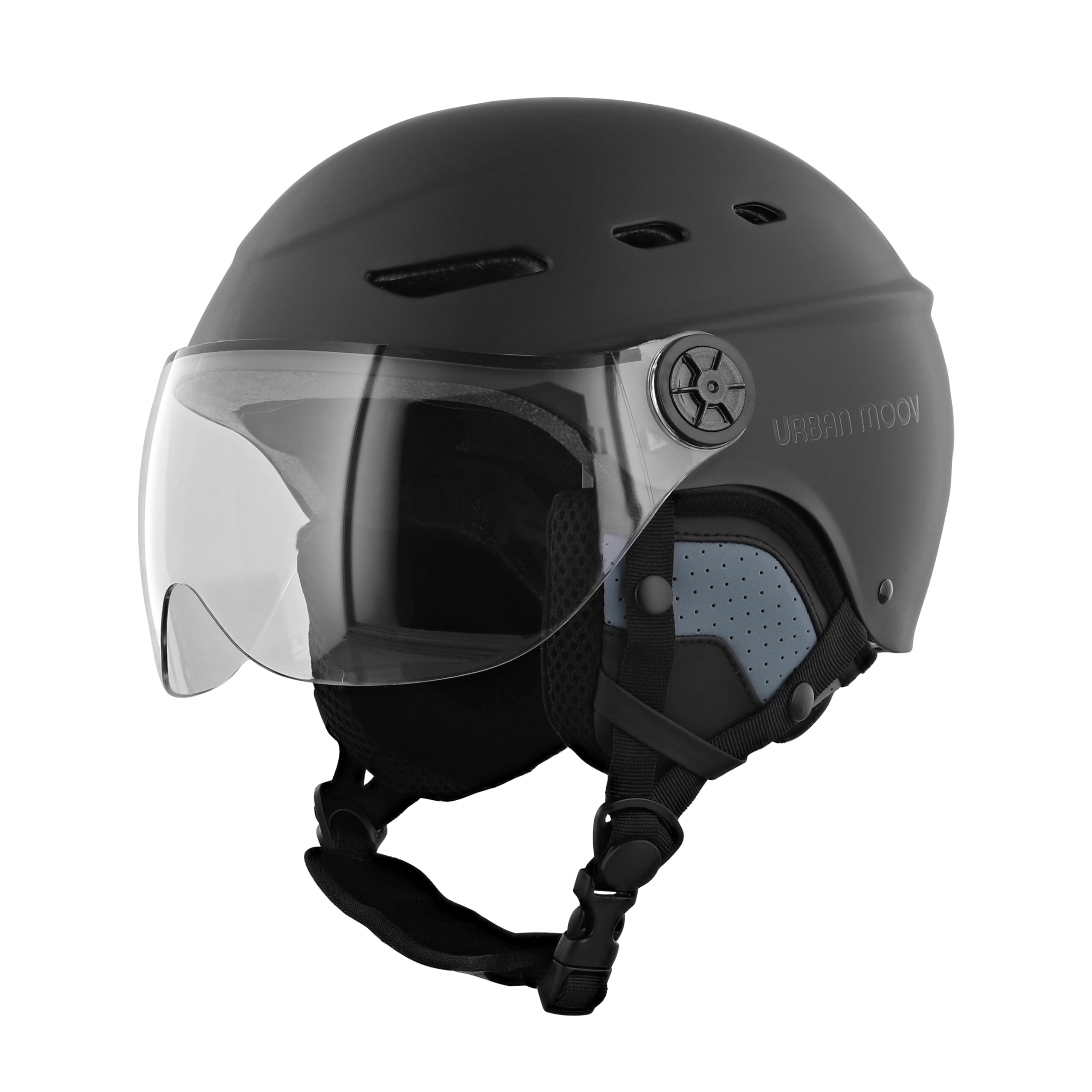 T'nb - Casco de protección con visera y orejeras desmontables, talla L, color negro