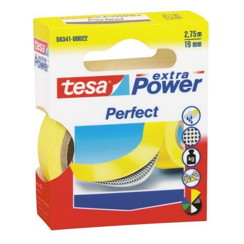 TESA Lot de 3 Rubans toilé adhésif Extra power 19 mm x 2,75 m Jaune