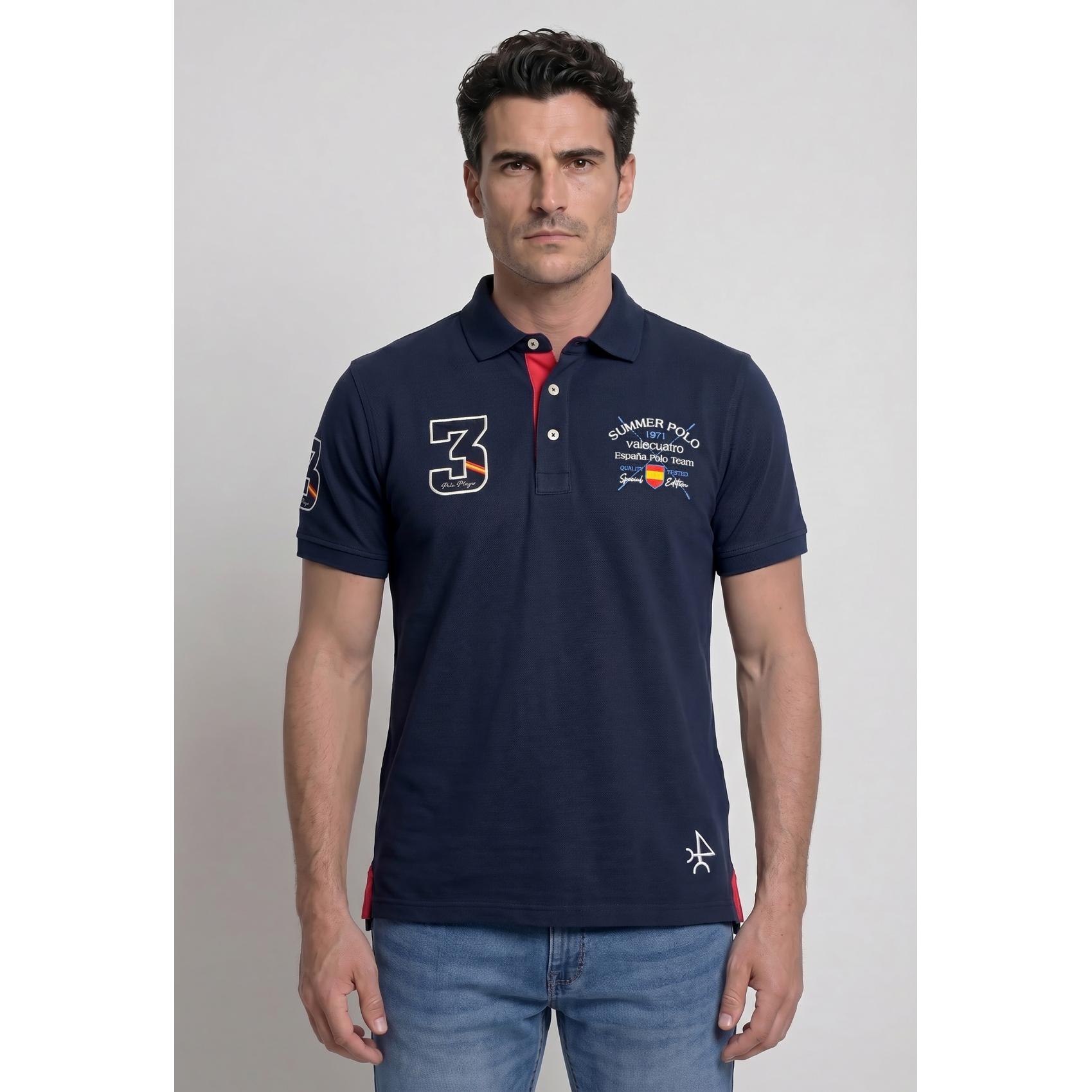 Polo Valecuatro España Team bordado azul marino