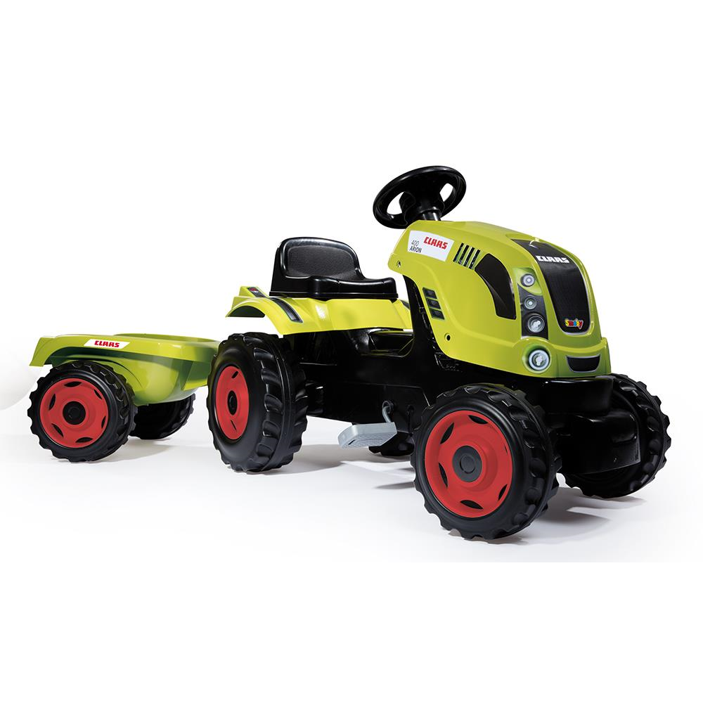 Tractor Claas Farmer Xl + Remolque a pedales asiento regulable 142x54x44cm (Smoby 7600710114)