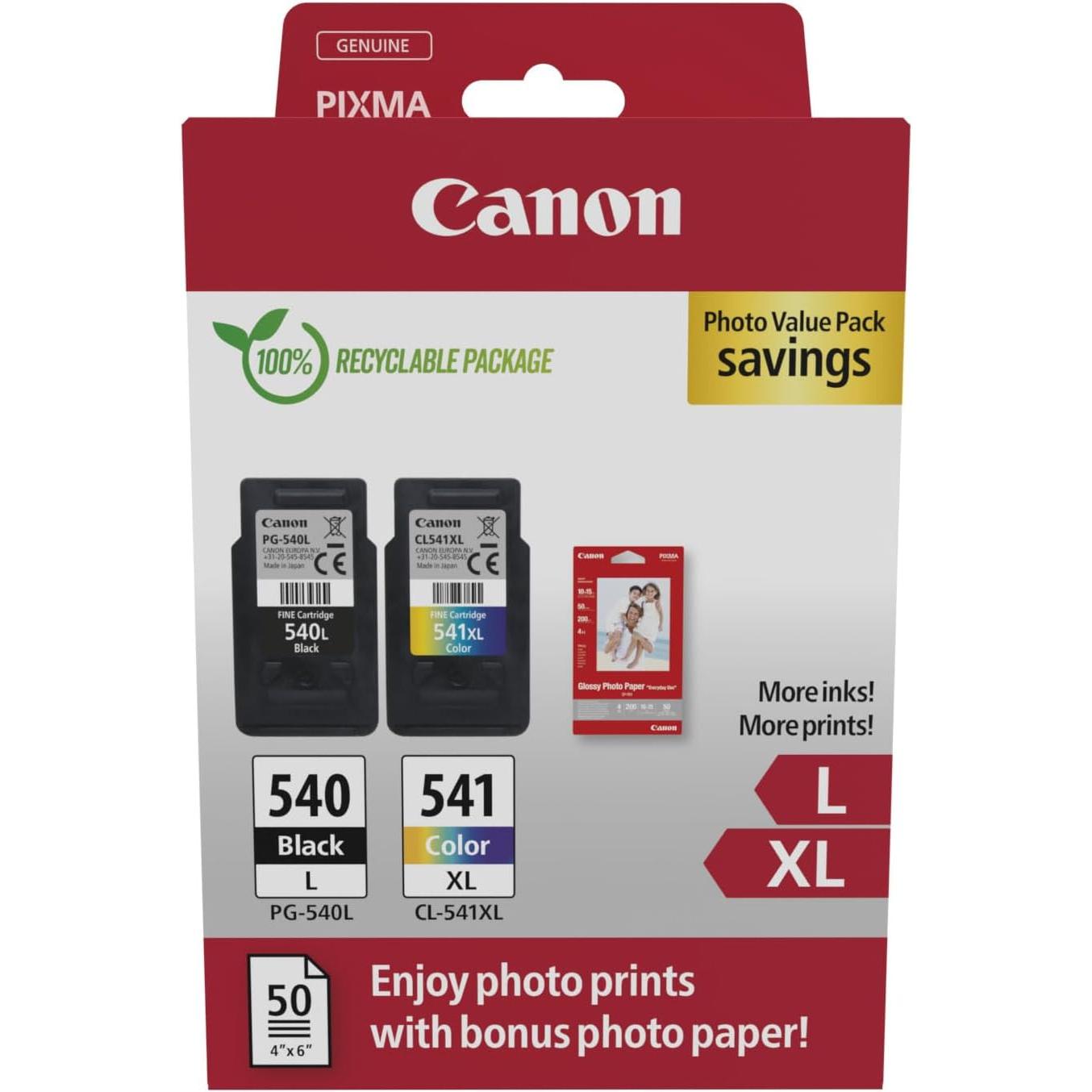 Multipack canon pg - 540l - cl - 541xl + papel fotografico