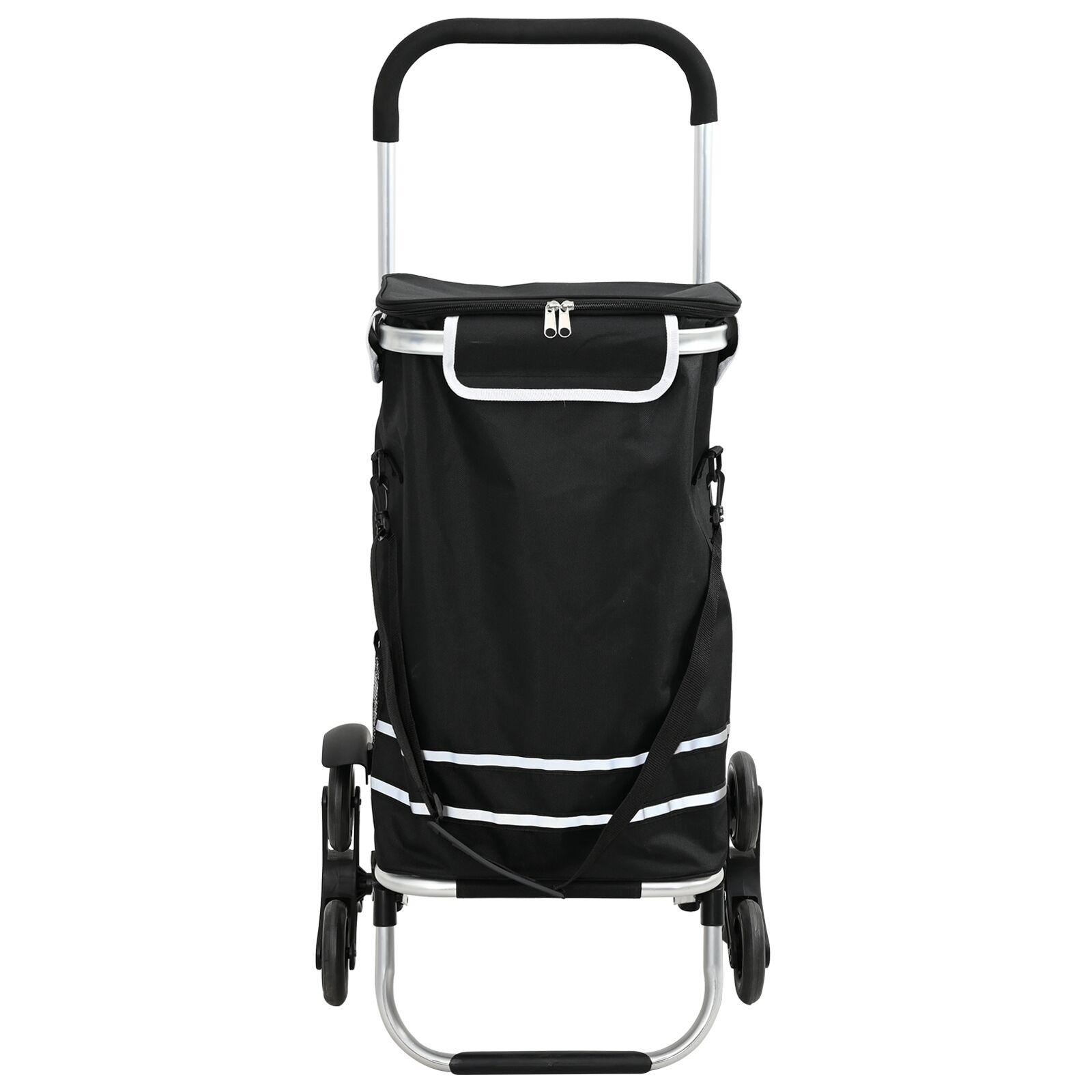 Carrito de compras vidaXL con escalador de escaleras Negro 40 L