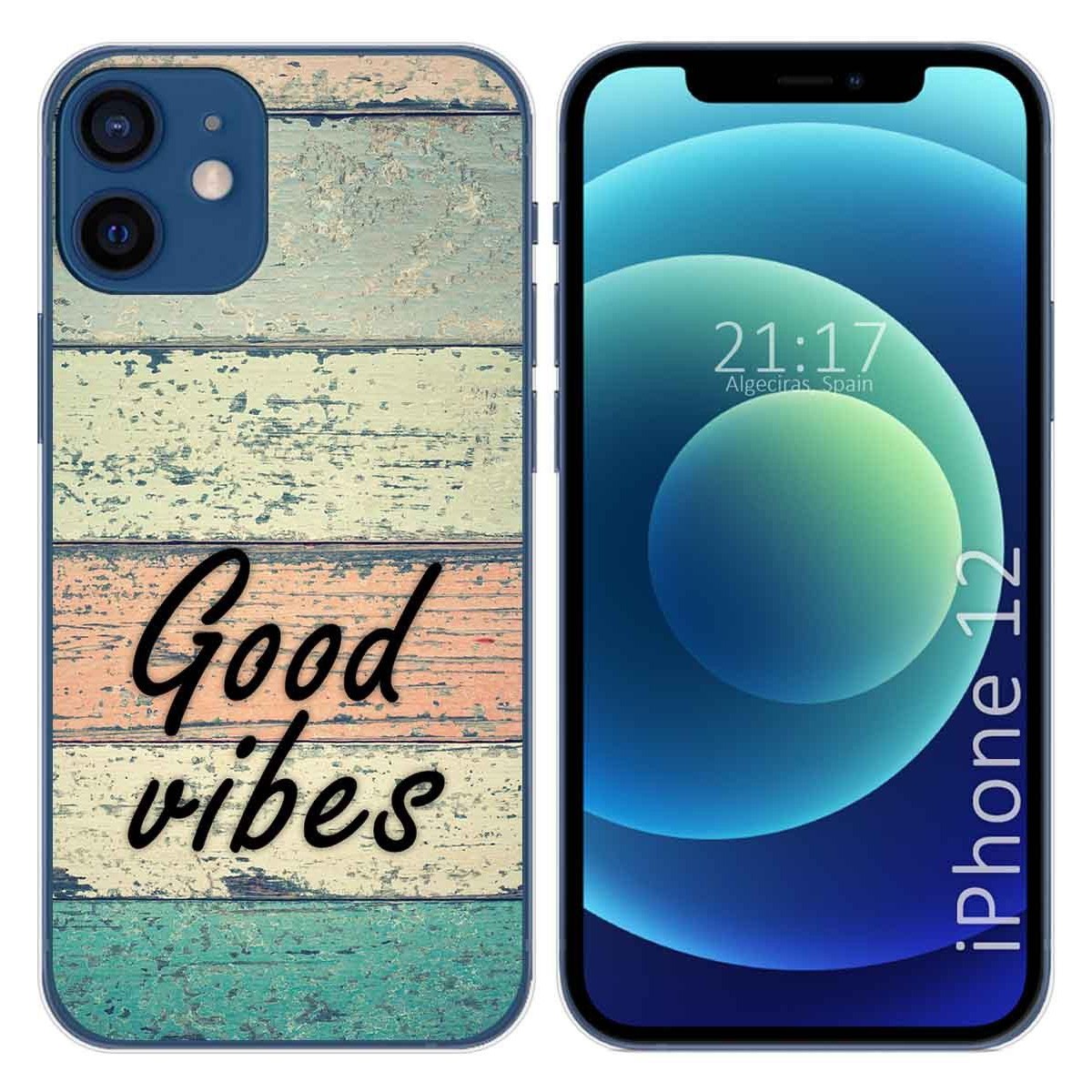 Tumundosmartphone Funda Gel Tpu para Iphone 12 / 12 Pro (6.1) diseño Madera 01 Dibujos