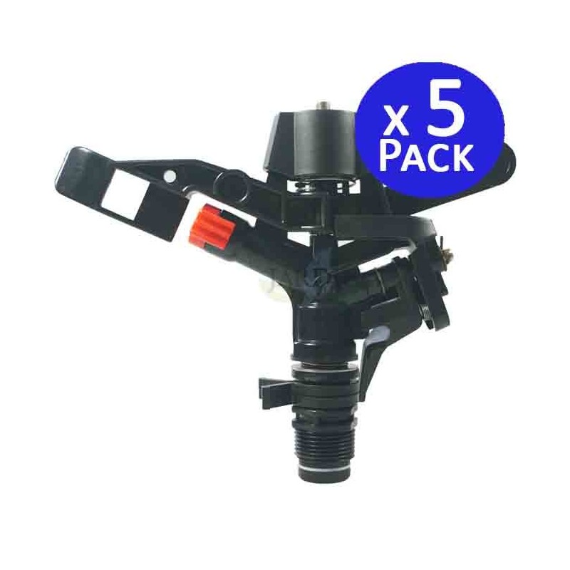 SUINGA Pack 5 Aspersor de riego Agricola 3/4'' | Aspersores de riego cesped 13 a 18 m | Aspersor jardin Angulo Ajustable 0 a 360º