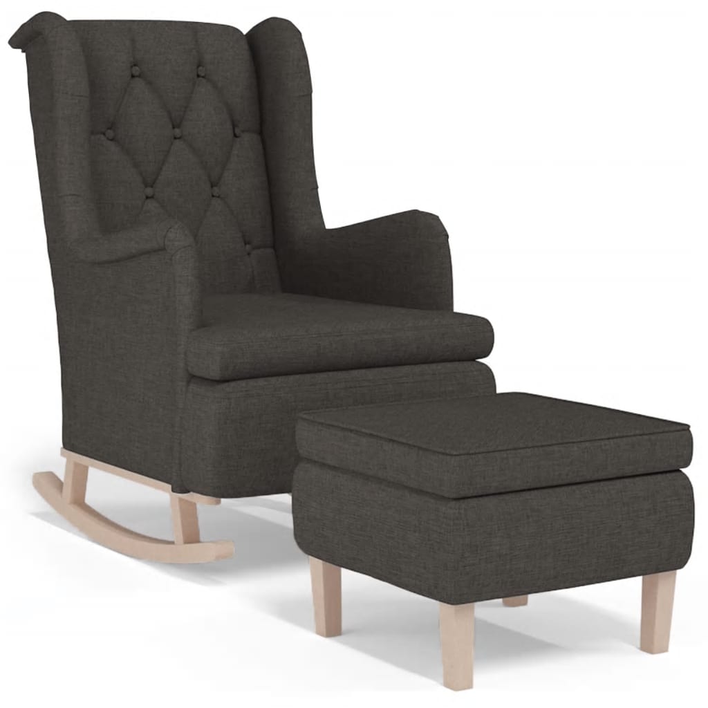 Vidaxl Sillón con Patas Mecedoras y Taburete de Tela Gris Claro