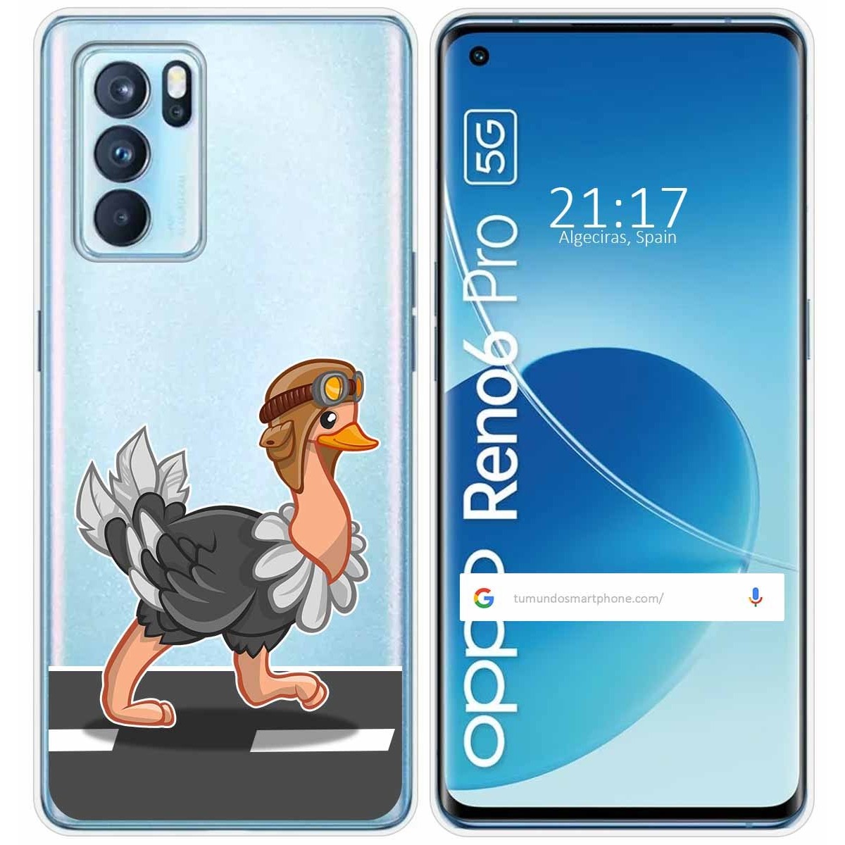 Funda Silicona Transparente para Oppo Reno 6 Pro 5G diseño Avestruz Dibujos