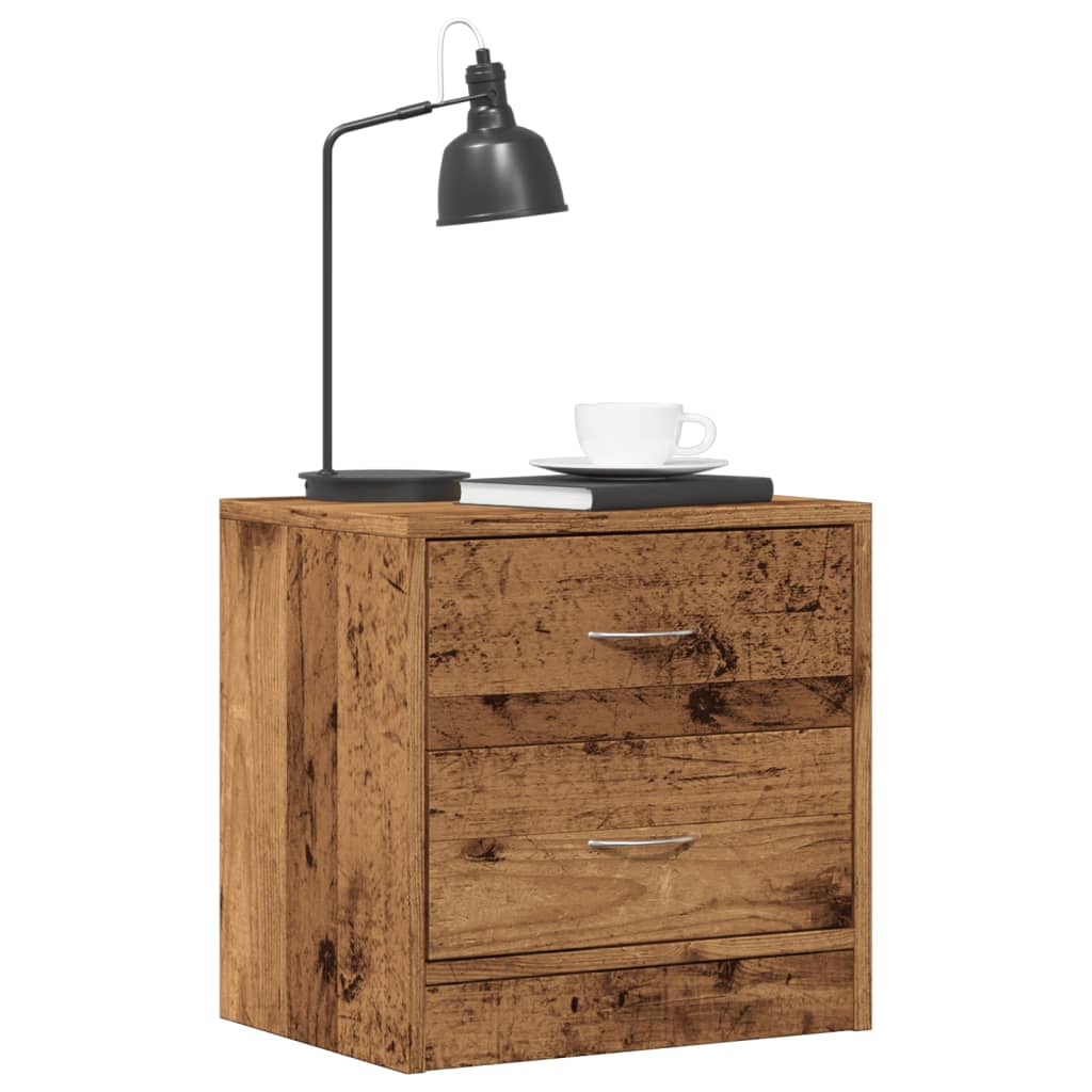 vidaXL Mesitas de noche 2 uds madera ingeniería envejecida 40x30x40 cm en color Madera antigua/Roble artisan/Roble negro | estructura resistente ideal para salón dormitorio o estudio