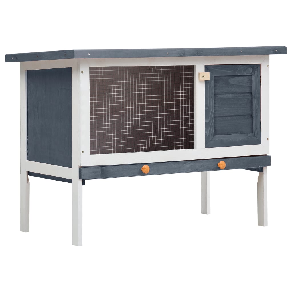 vidaXL Conejera de Exterior de Madera 1 Planta Casa Conejos Jaula de Mascotas Color Gris,  Latón,  Marrón y mas