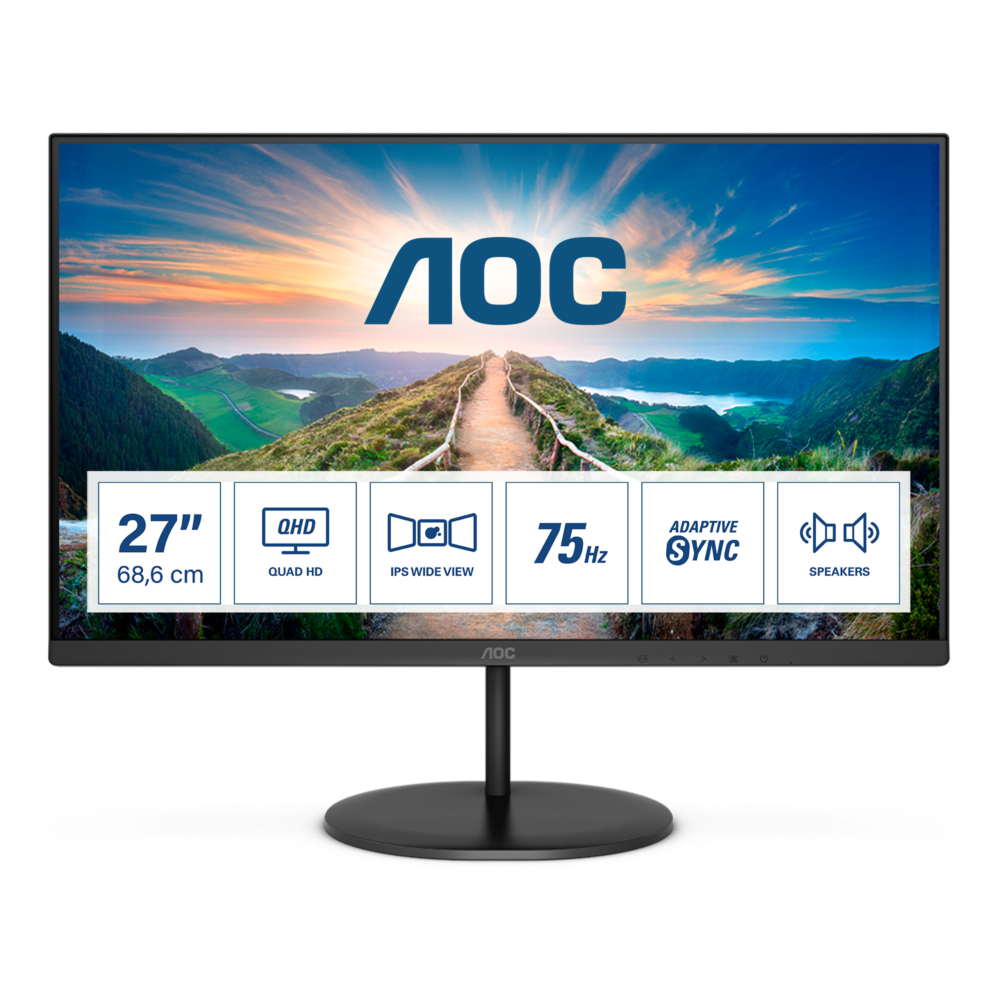 AOC V4 Q27V4EA - 27" 2K Ultra HD - LED - Negro - 75Hz