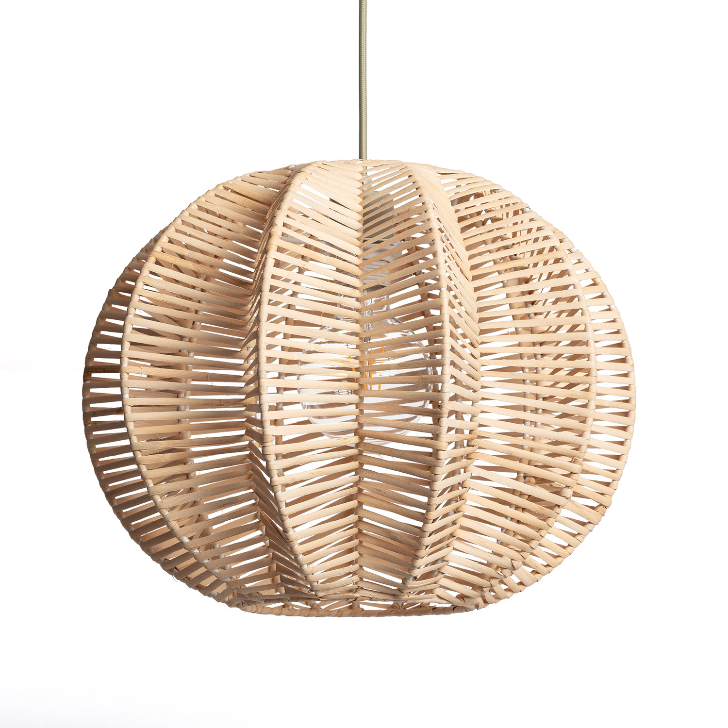 LEDKIA LIGHTING - Lámpara Colgante Ratán Tobonga | Diseño Geométrico | Soporte E27 Hasta 40W | Para Salón, Comedor, Dormitorio | IP20 Interior, Natural, Bambú