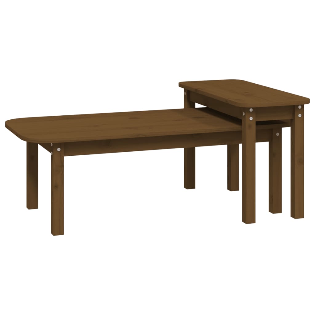 Juego de Mesas de Centro Vidaxl Madera Maciza de Pino Natural