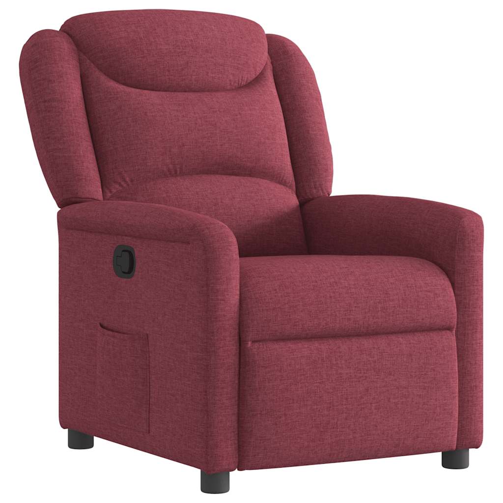 vidaXL Sillón reclinable de tela rojo tinto