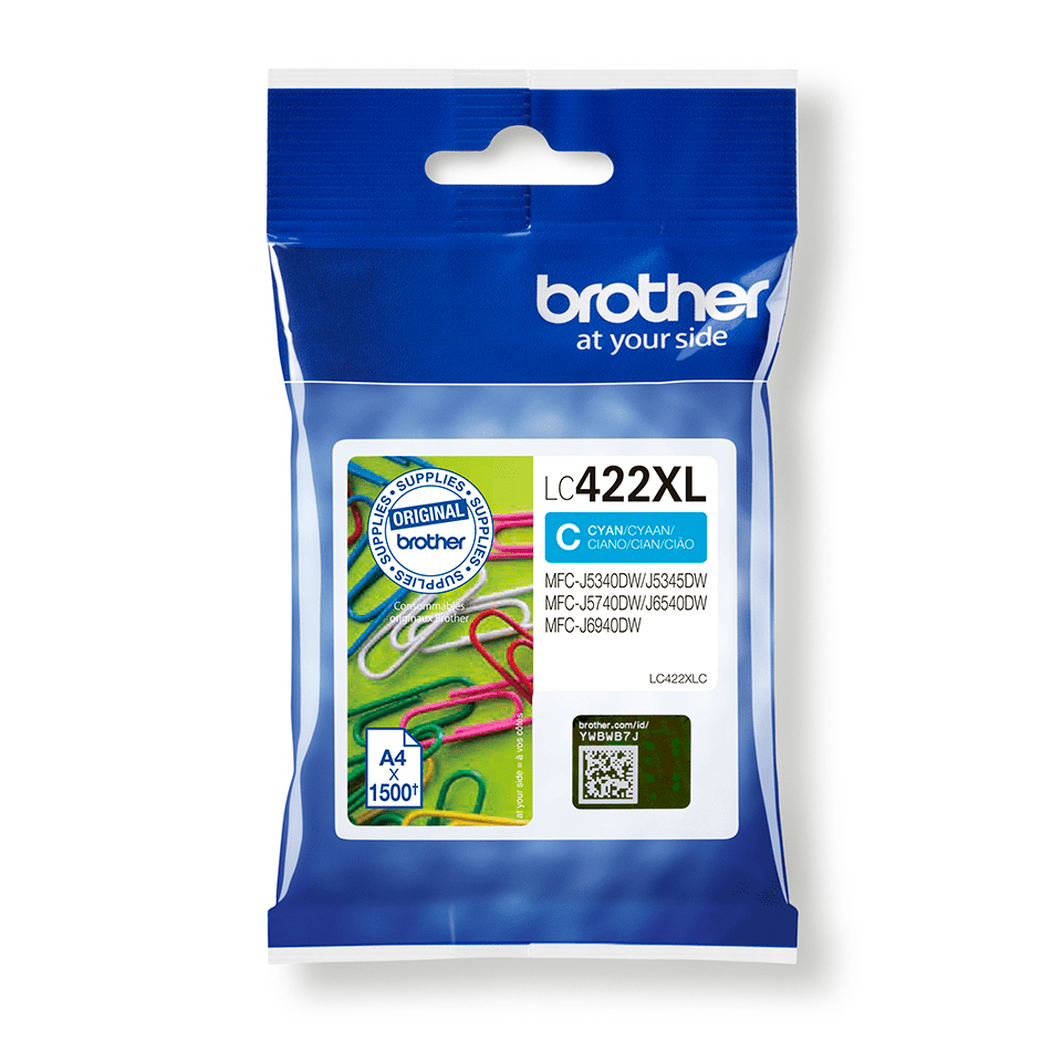 Brother LC-422XLC  - Cartucho de tinta de color  Color cian (azul) Capacidad 1.500 páginas