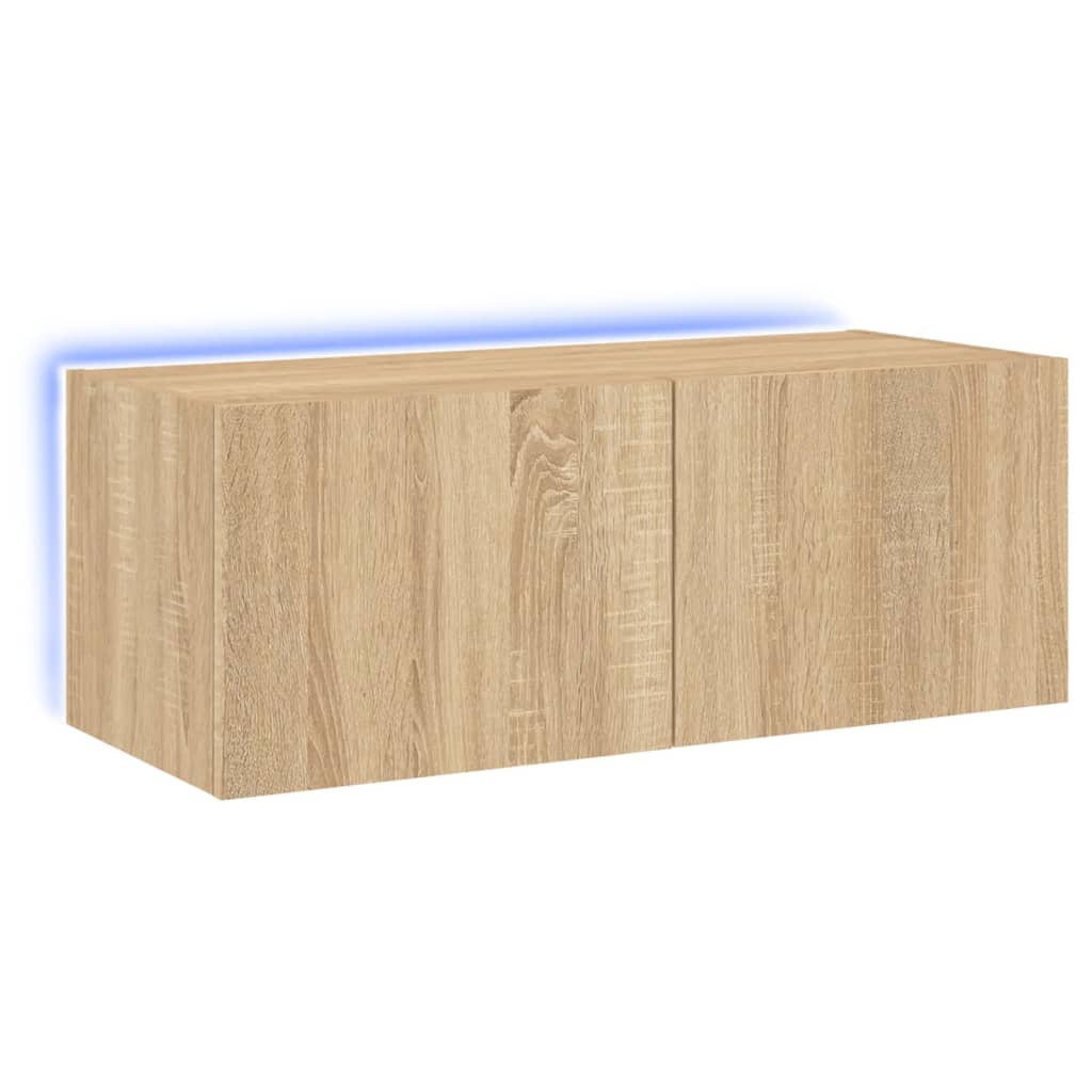 vidaXL Mueble de TV de pared con luces LED 80x35x31 cm, Mueble de Salon, Mueble TV, Mueble TV salon, Mesa de TV, Mueble tele