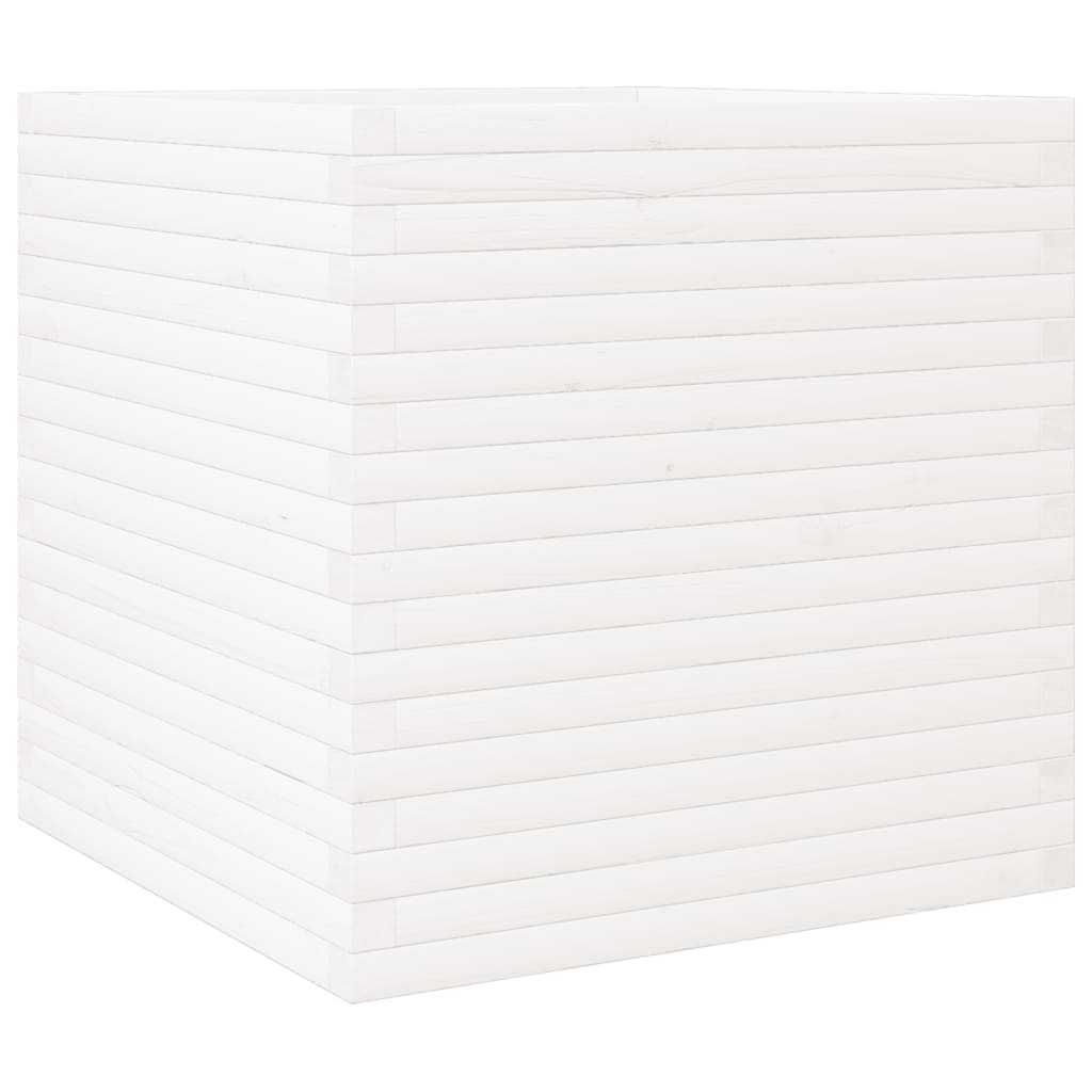 vidaXL Jardinera de madera maciza de pino 70x70x68,5 cm Color Pino natural,  Blanco,  Marrón cera y mas