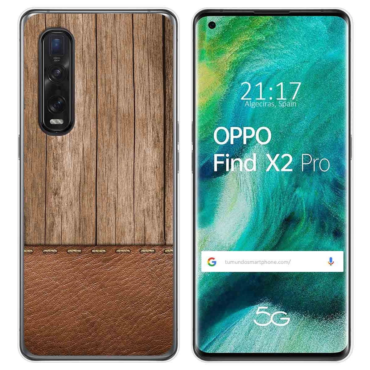 Tumundosmartphone Funda Gel Tpu para Oppo Find X2 Pro diseño Madera 09 Dibujos