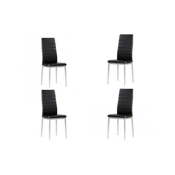 MOMMA HOME Set de 4 Sillas - Modelo Rene - Color Negro/Plata - Material Ecopiel/Metal - Medidas 41 x 47 x 98 cm Raíz Inicio Sillas de Cocina Muebles de cocina Momma Home