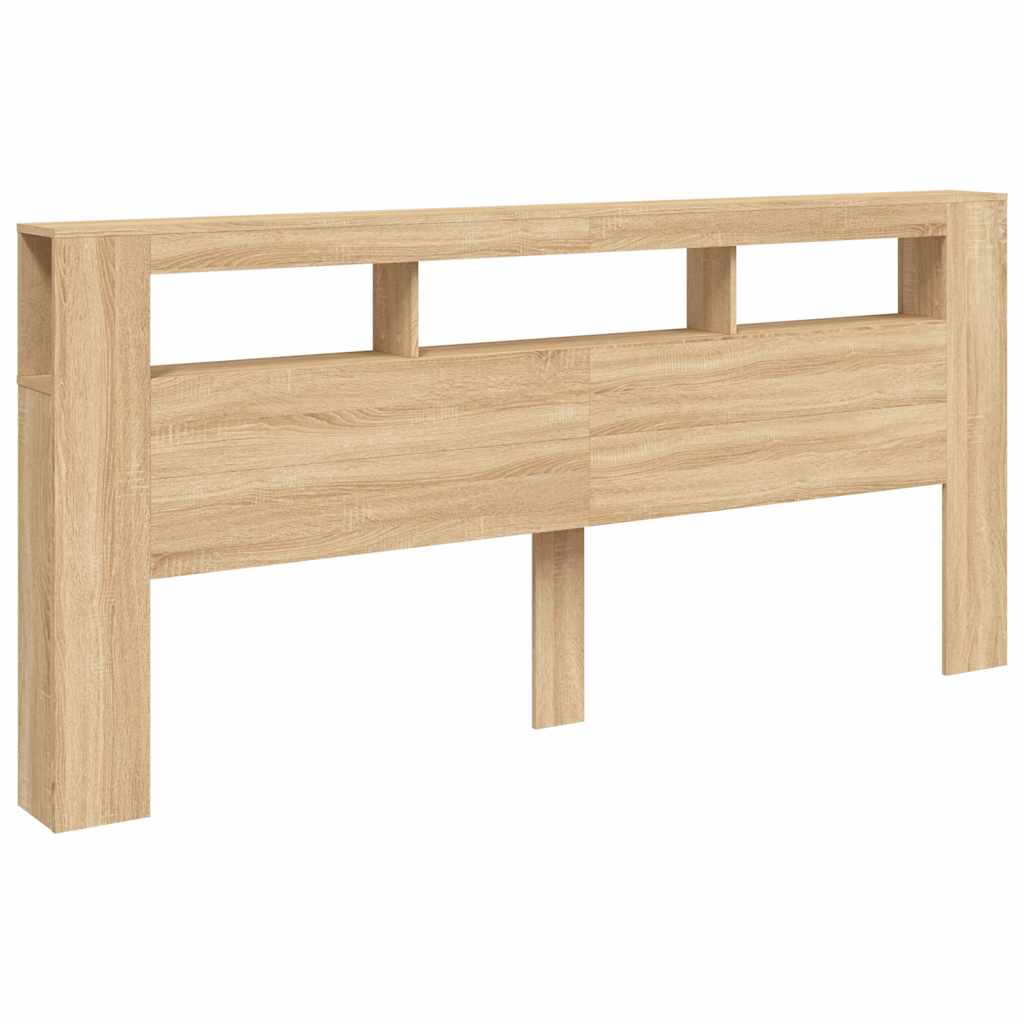 vidaXL Cabecero LED madera ingeniería roble Sonoma 220x18,5x103,5 cm