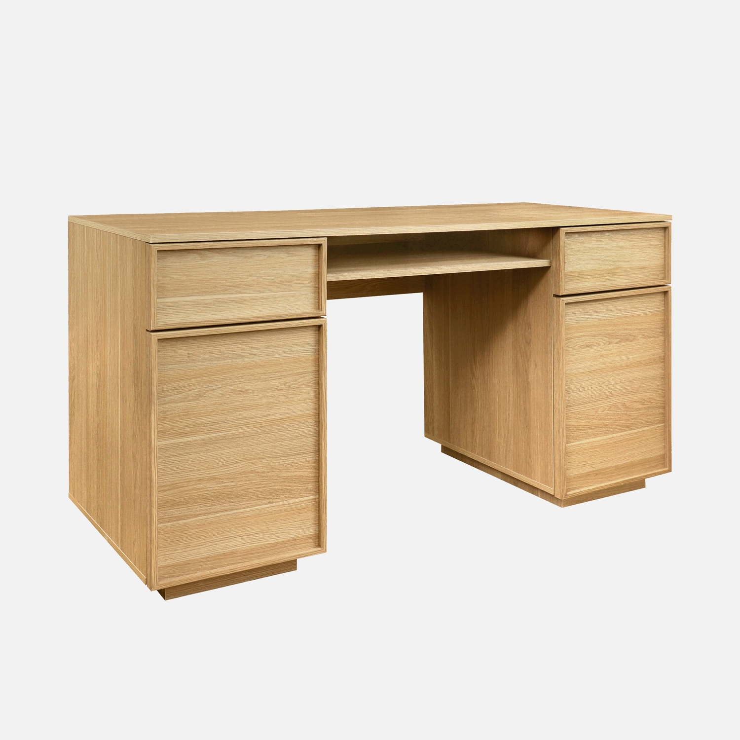 sweeek - Escritorio efecto madera con 2 puertas y 2 cajones, 140cm , Kuba , 140x55x77