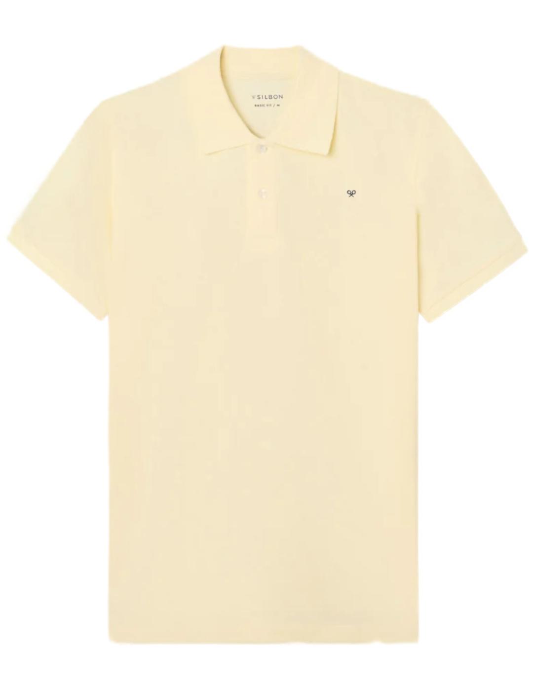 Polo Silbon clásico de piqué liso amarillo de hombre