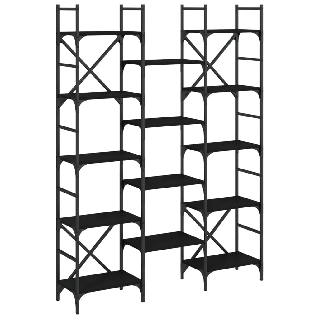 vidaXL Estantería madera de ingeniería negra 127,5x28,5x172,5 cm