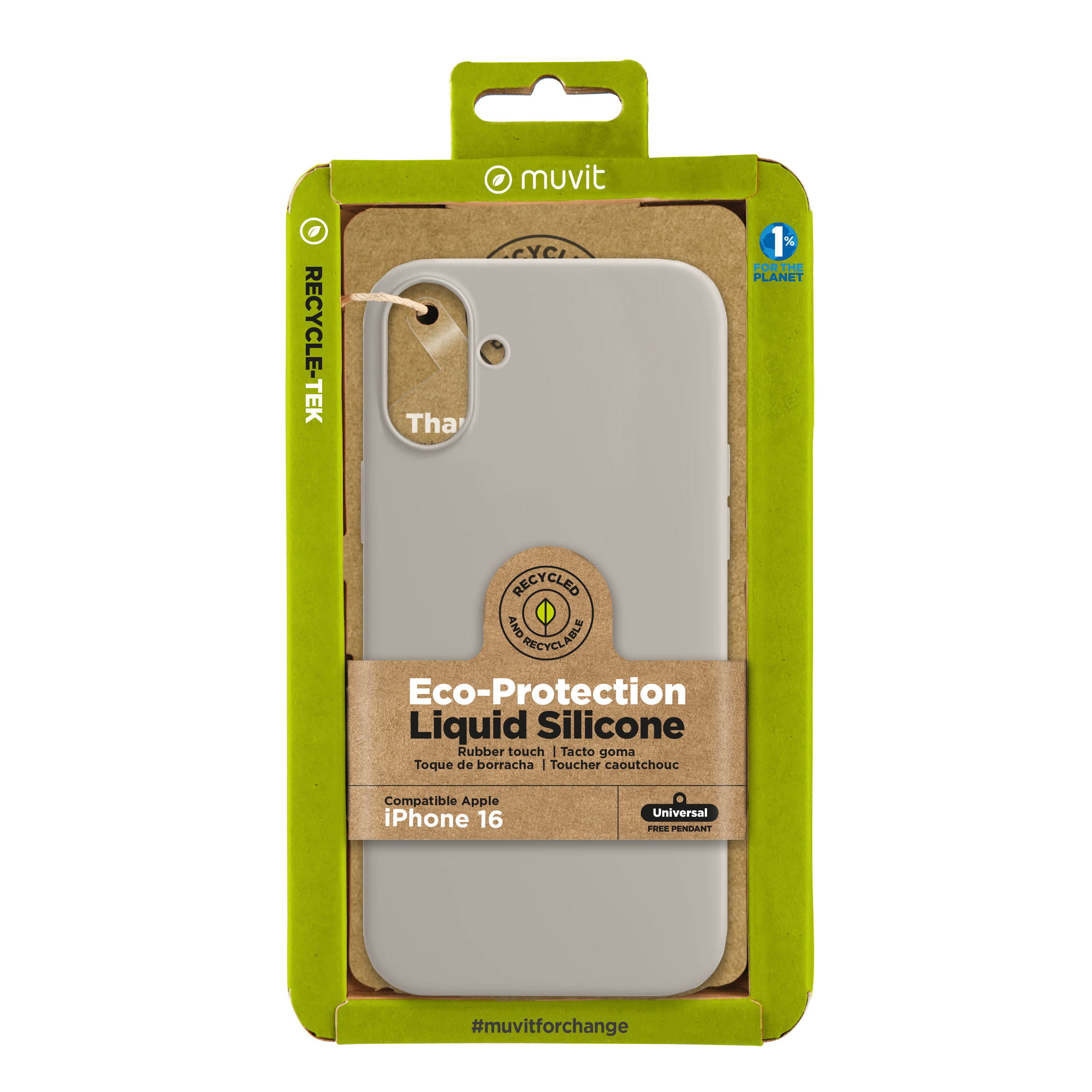 muvit for change funda recycletek Liquid Silicone compatible con Apple iPhone 16 nude