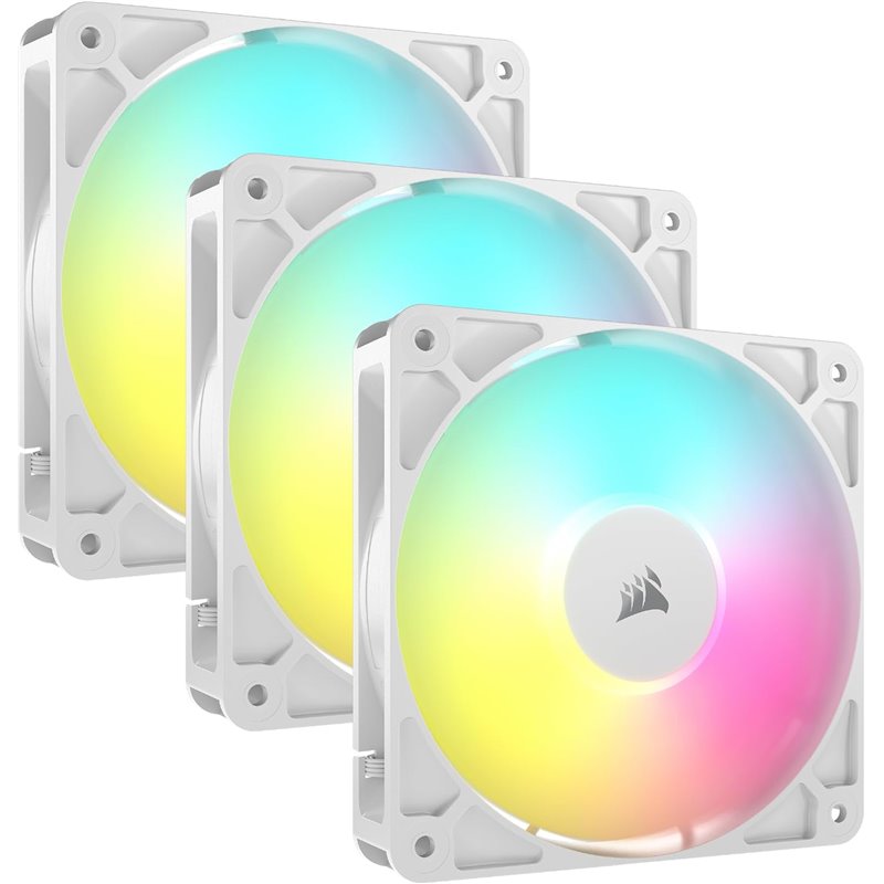 CORSAIR RS120 ARGB 120 mm PWM Ventiladores Conexión en Cadena – Bajo Nivel de Ruido Rodamiento de Cúpula Magnética Paquete Tripl