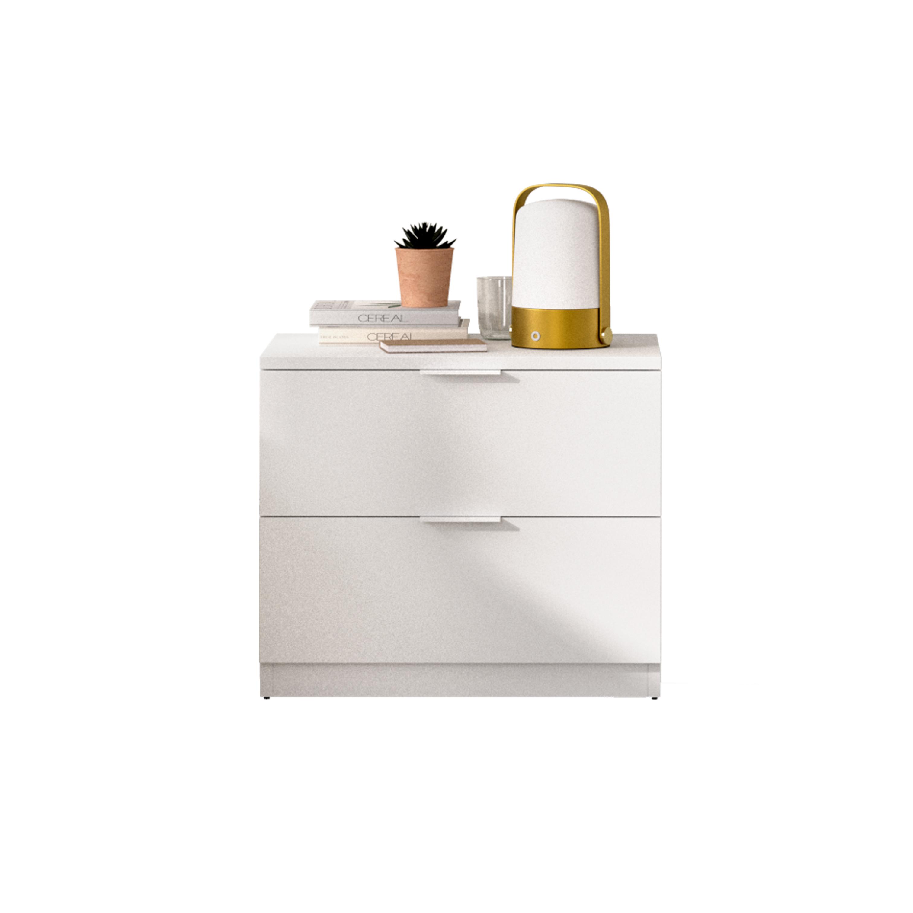 Homekit - Mesita de Noche Blanca con 2 Cajones - Colección Lago de Dekit - Almacenamiento Amplio para Dormitorio
