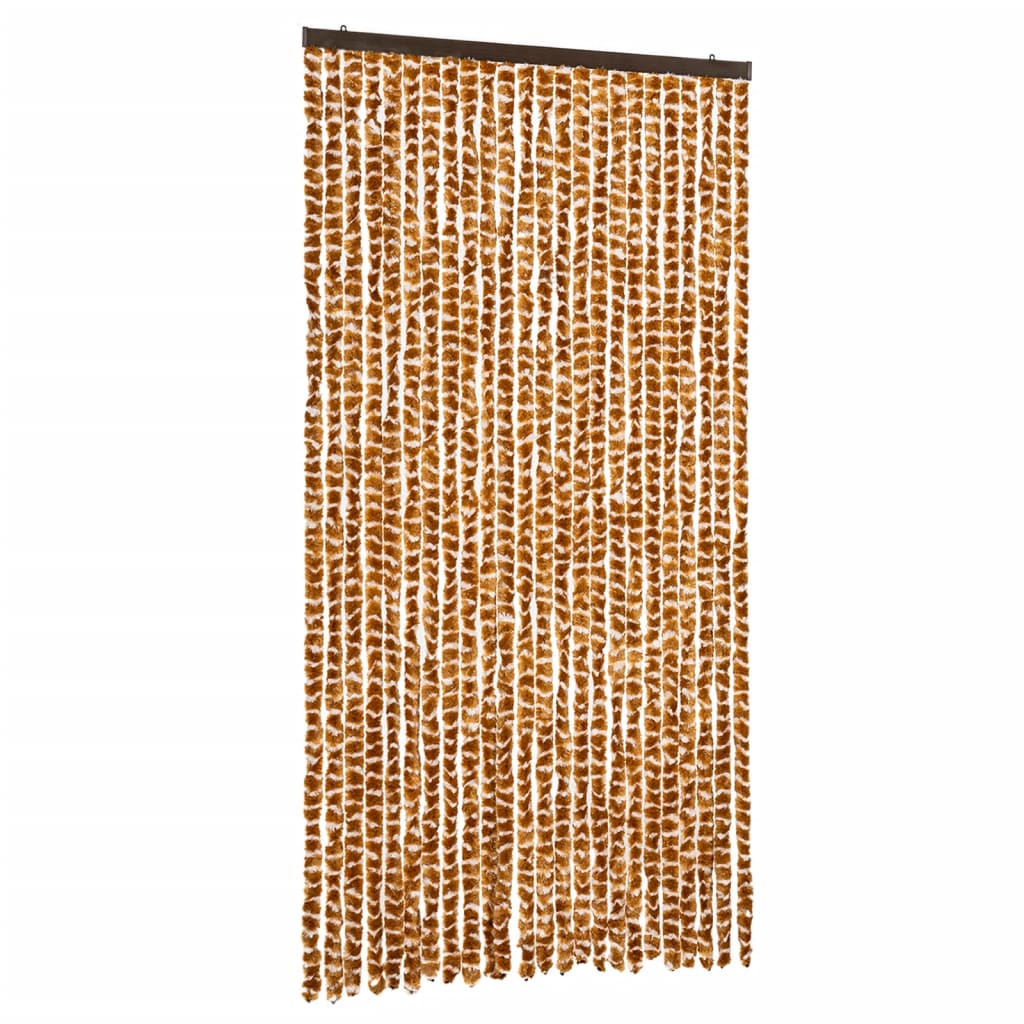 vidaXL Cortina antimoscas chenilla 100x220 cm Color dark brown and beige,  azul/blanco/plateado,  Beige y marrón y mas