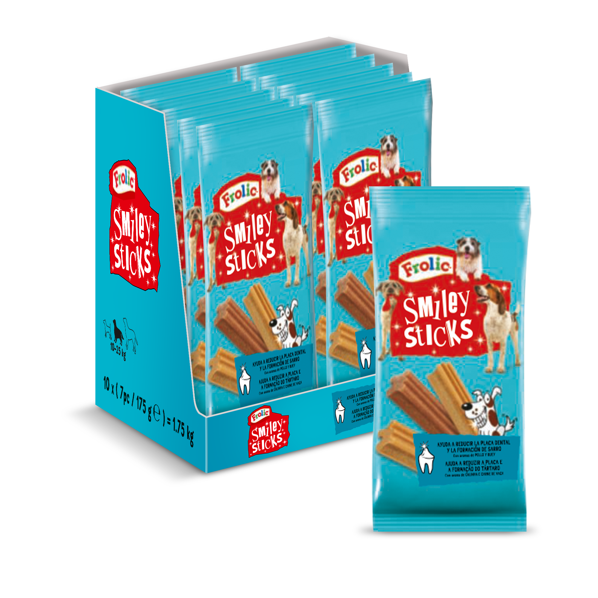 Frolic - Frolic Smiley Sticks Dentales para Perros (Pack de 10 bolsitas x 175g)