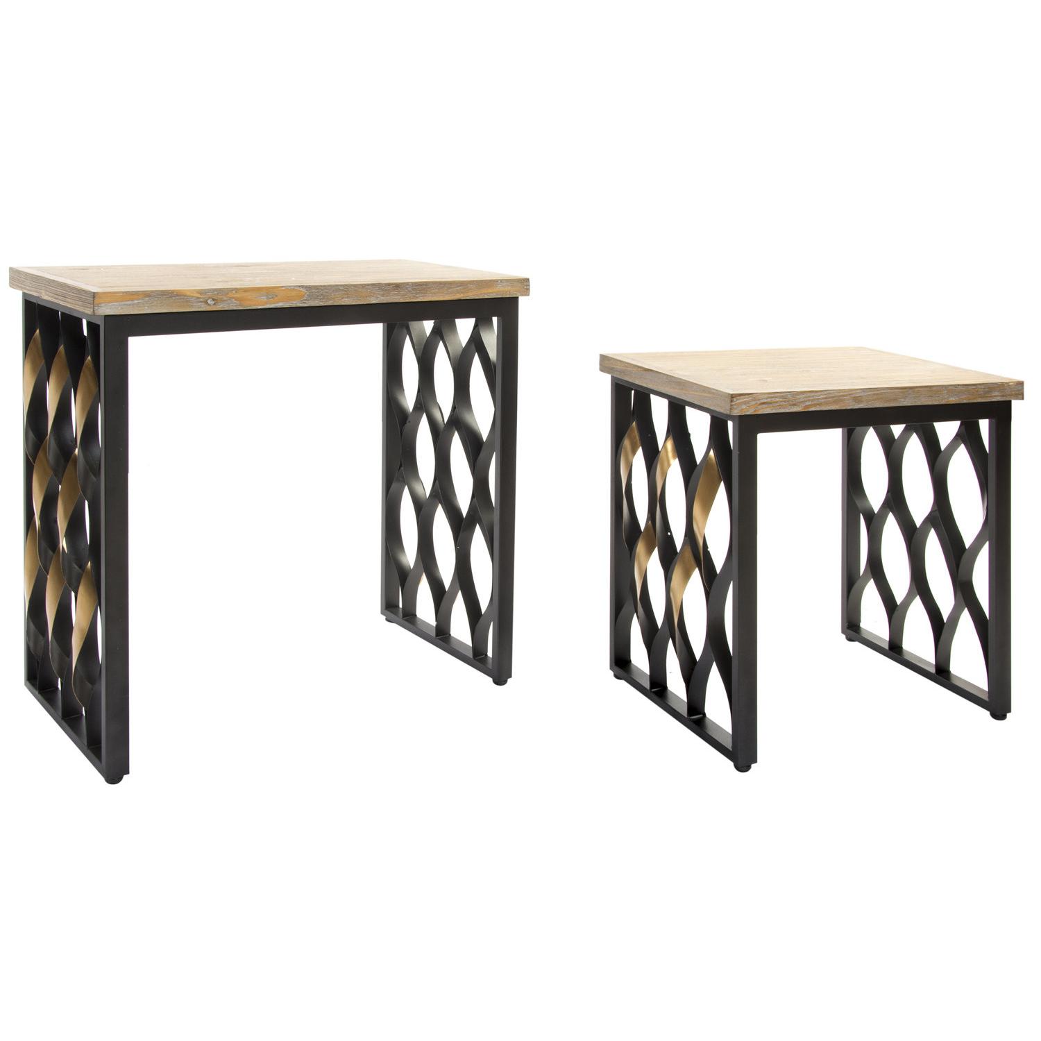 Mesita Auxiliar Set 2 Madera 64X34X65 Industrial - Fijalo - El mejor complemento para tu hogar.