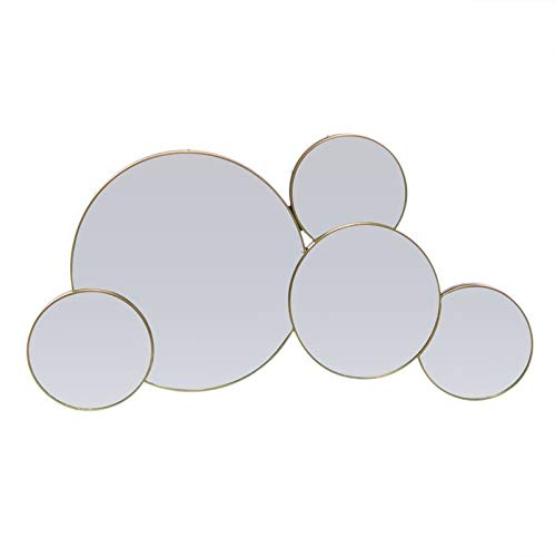 TIENDA EURASIA® Espejo Decorativo de Pared - Diseño Círculos Dorados - 63.5 x 1.5 x 38 cm
