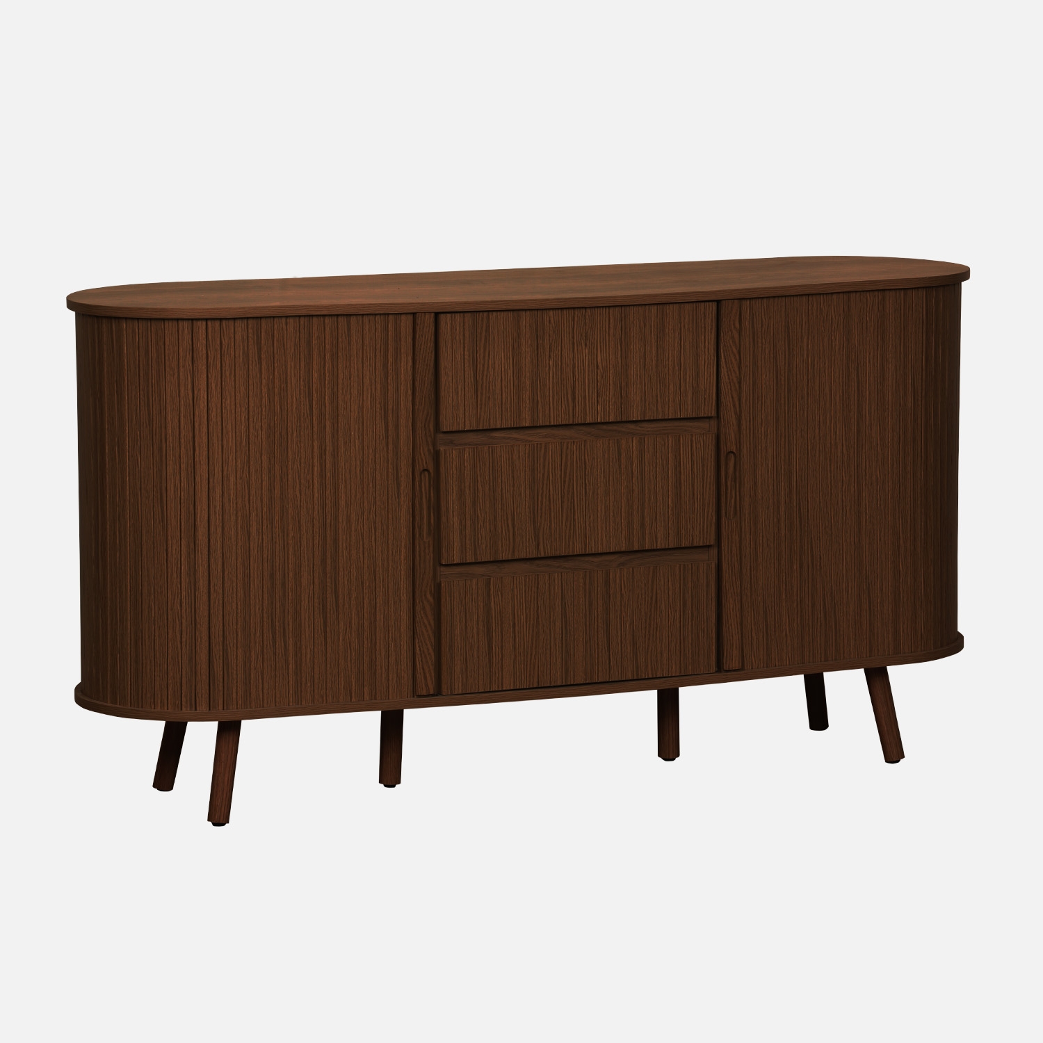 sweeek - Aparador escandinavo efecto madera ranurada con 2 puertas correderas, 150cm , Legacy , 150x40x79