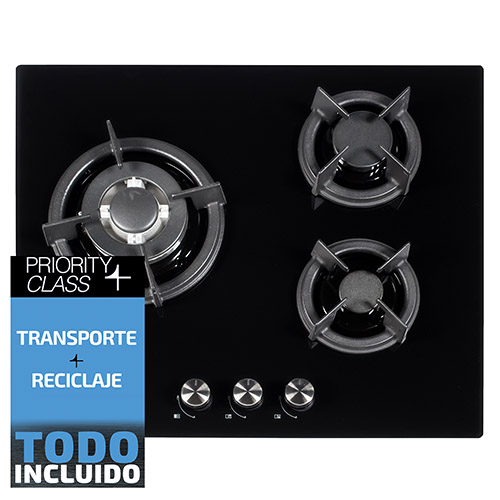Encimera de gas SAUBER SECGB05 3 zonas coccion ancho 60 cm (Gas Butano)