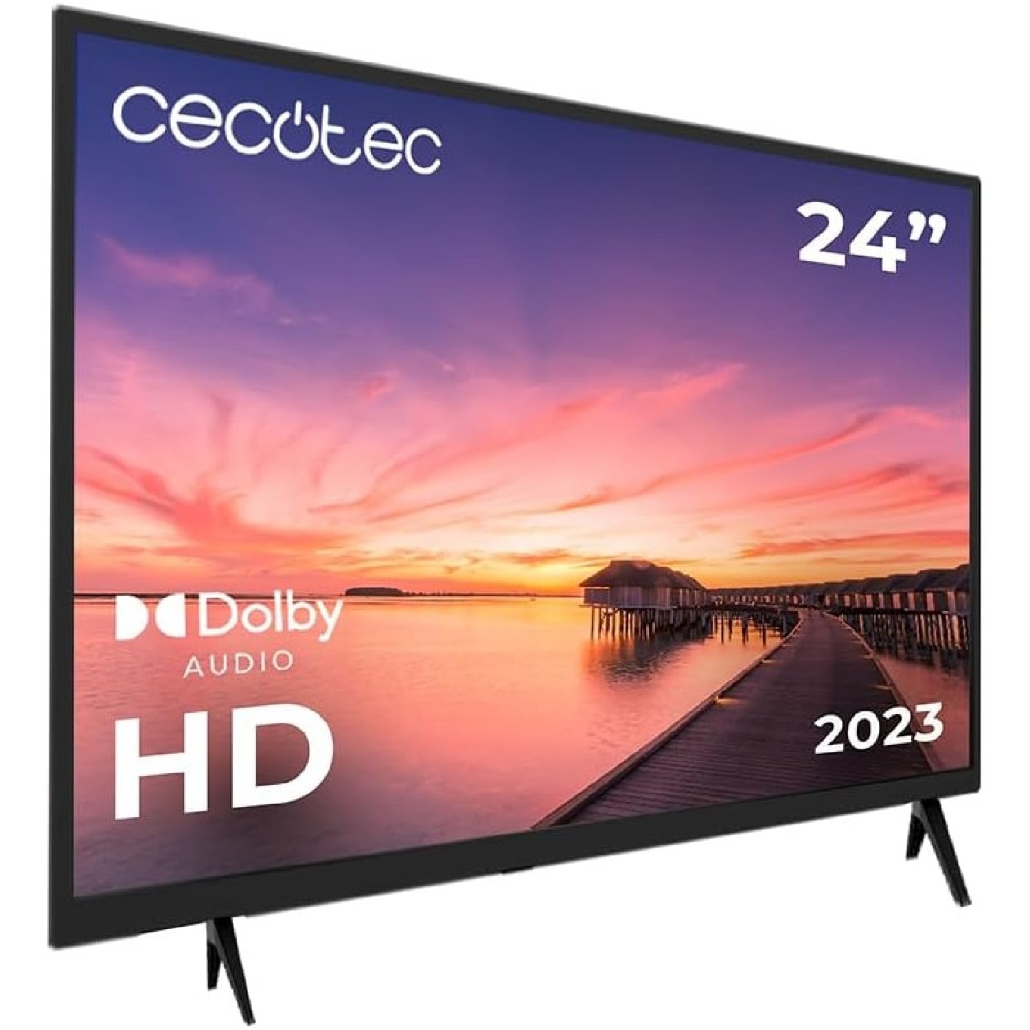 Cecotec 24” LED TV with HD resolution and Dolby audio features a 24-inch screen, HDMI input, and includes remote control, perfect for an optimal viewing experience.