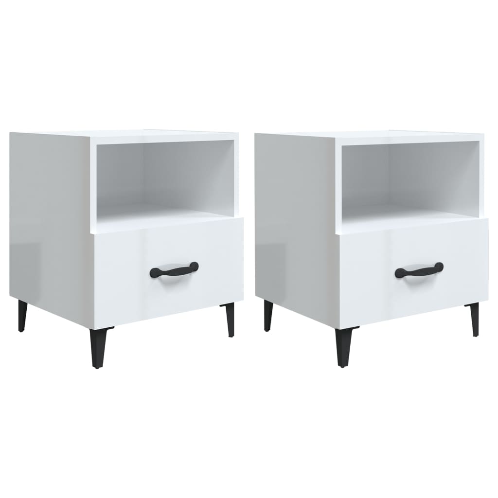 Vidaxl Mesitas de Noche 2 Unidades Madera Contrachapada Blanco