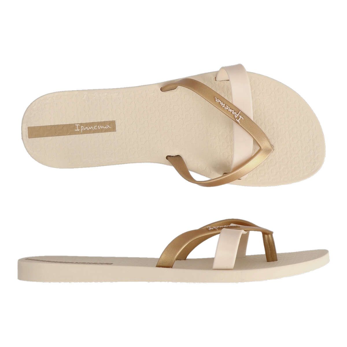 Ipanema - Chanclas de playa y piscina para mujer con suela anatómica de goma, flexibles y ligeras, diseño elegante negro-oro