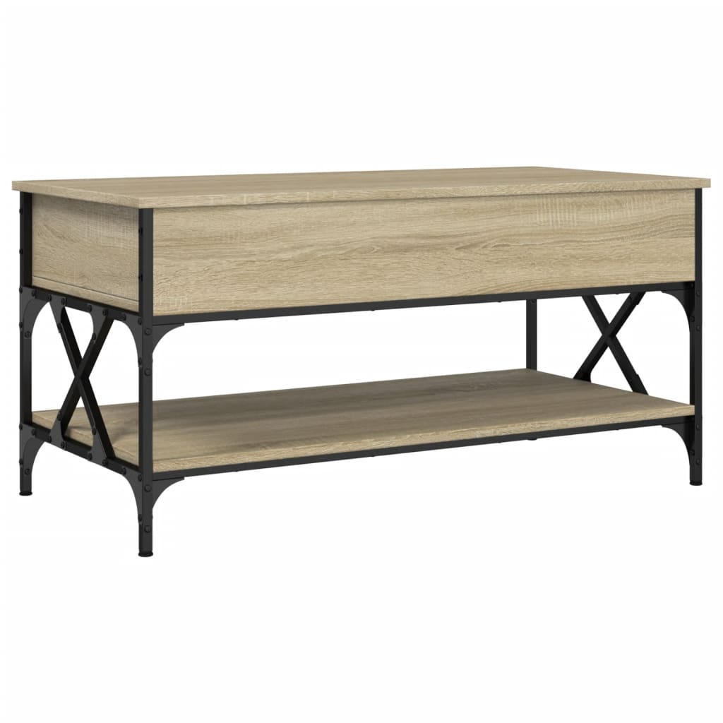 Vidaxl Mesa de Centro Madera Ingeniería Metal 100x50x50 Cm Negro