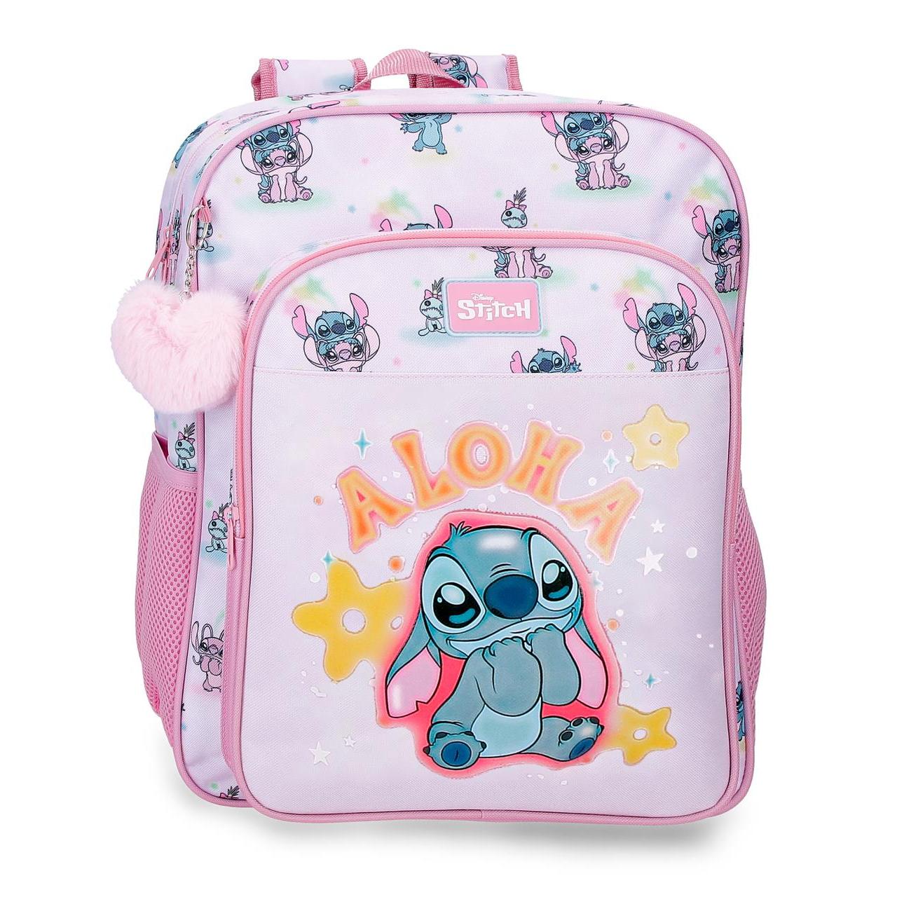 Mochila escolar adaptable a carro Stitch You & Me 30x40x13cm Malva