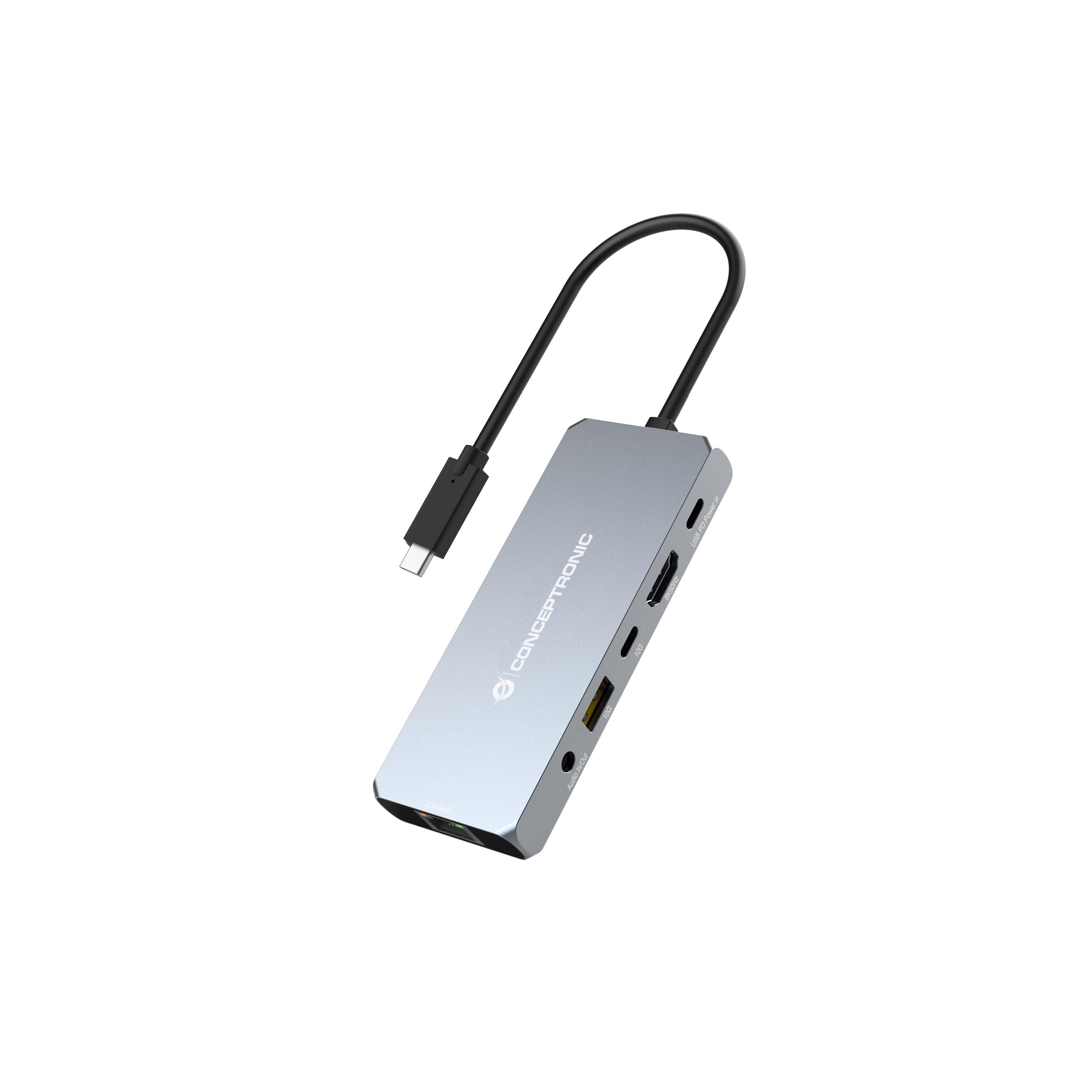 Conceptronic donn22g laptop dock and port replicator wired usb 3.2 gen 2 (3.1 gen 2) type-c gray