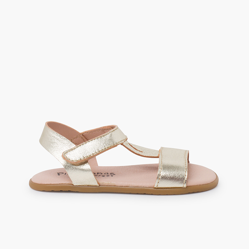 Pisamonas Sandalias barefoot tiras empeine metalizadas