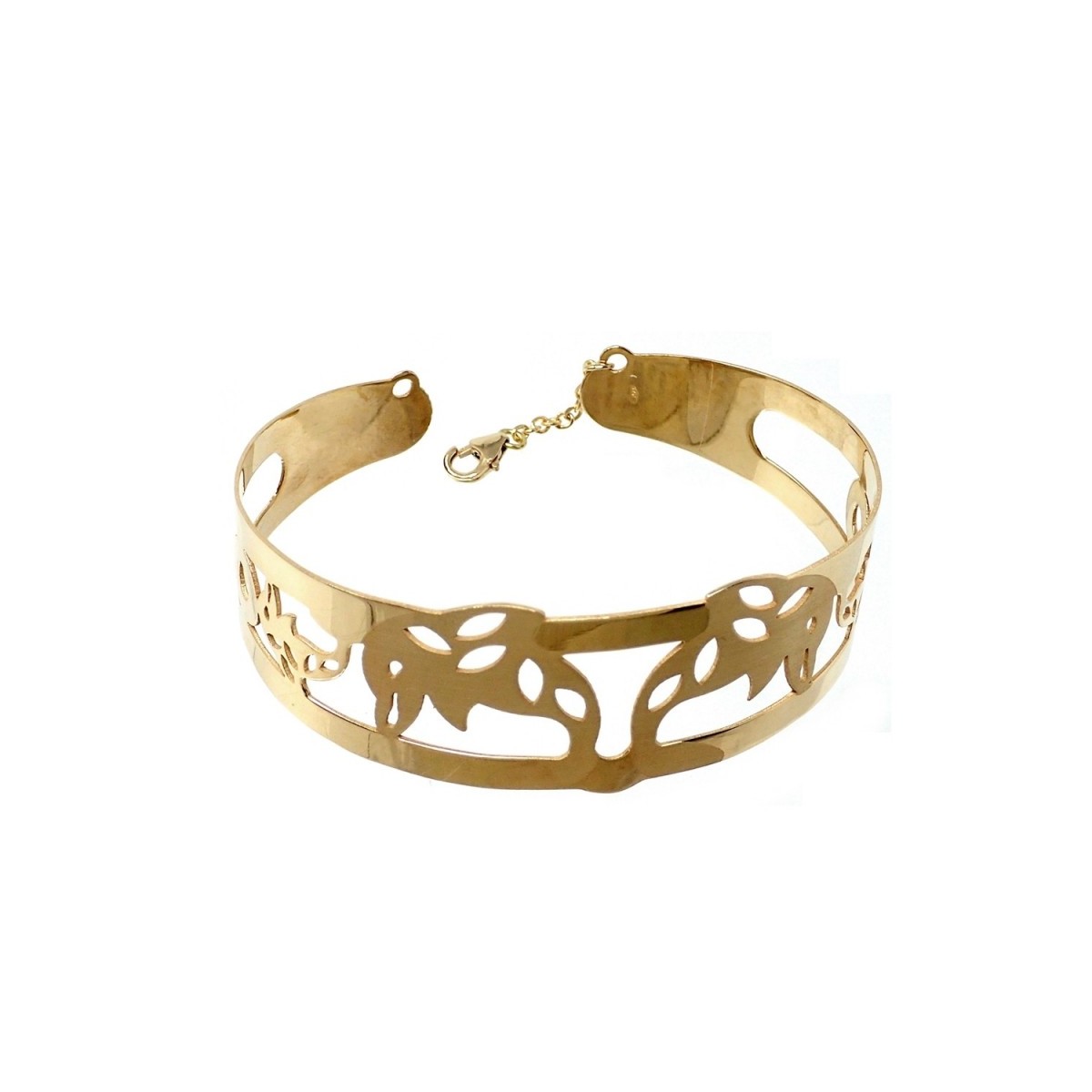 Pulsera oro 18k brazalete delfines matizados calada
