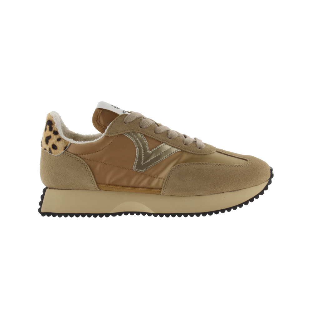 Victoria Cosmos Zapatillas de nylon metalizado con piezas animal print y de serraje y suela en sierra 1134111