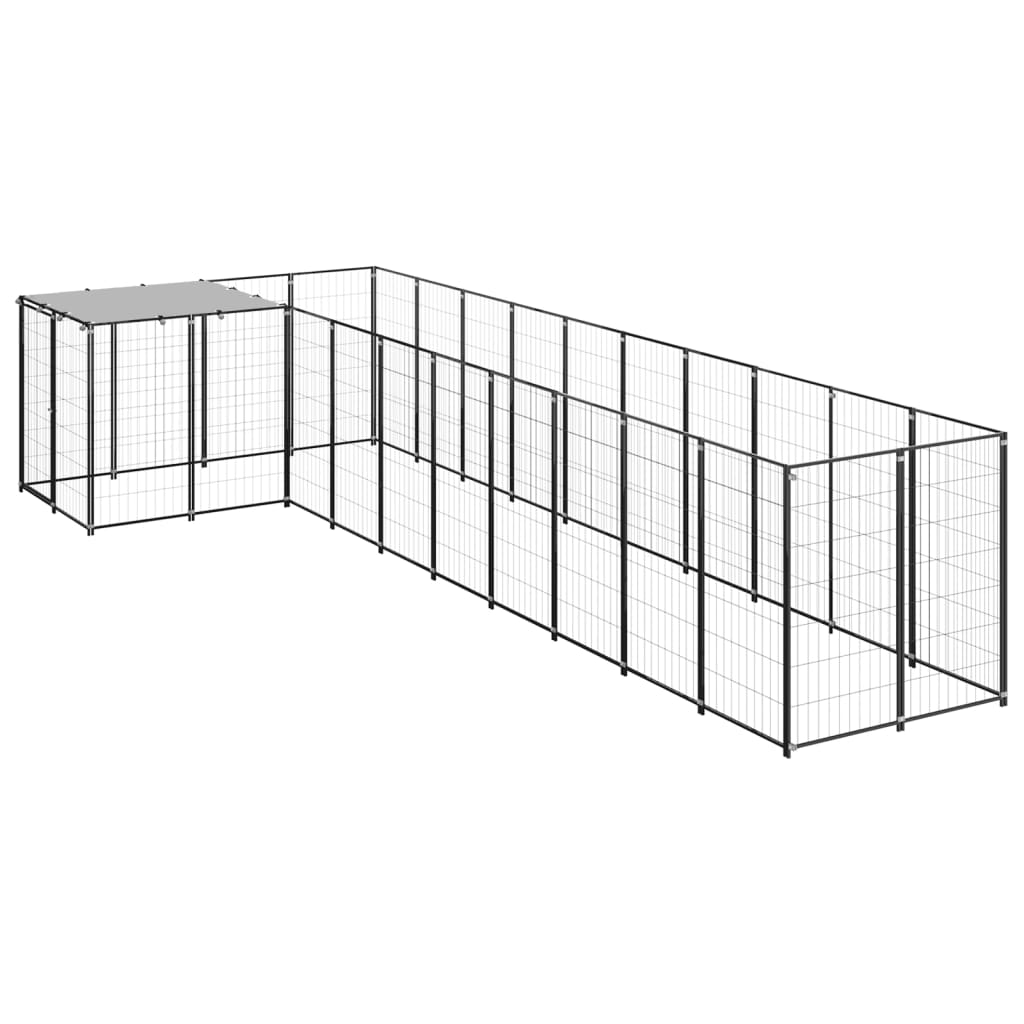 vidaXL Perrera 7,26 m² Acero Casa Jaula Perro Cachorro Recinto Mascota Color Plateado,  Negro, y mas