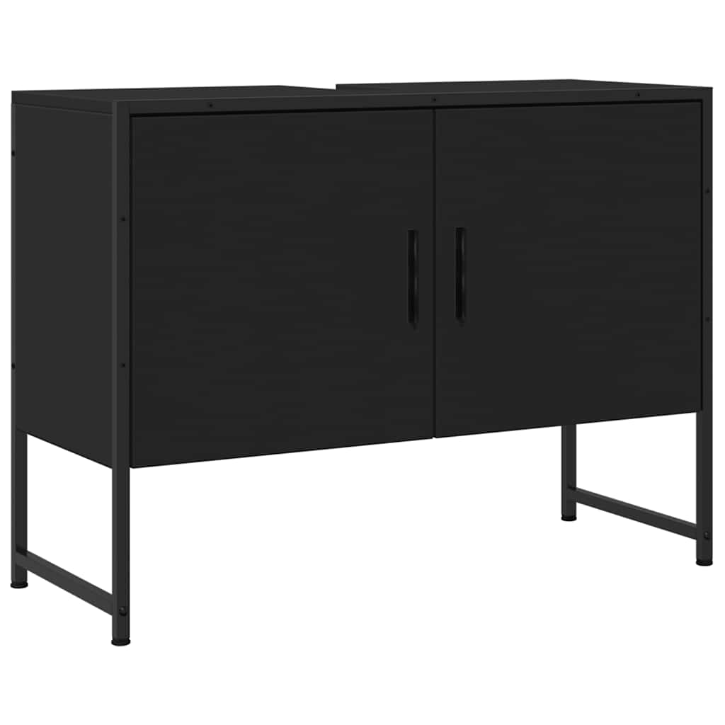 vidaXL Armario de lavabo de baño madera ingeniería negro 80x33x60 cm