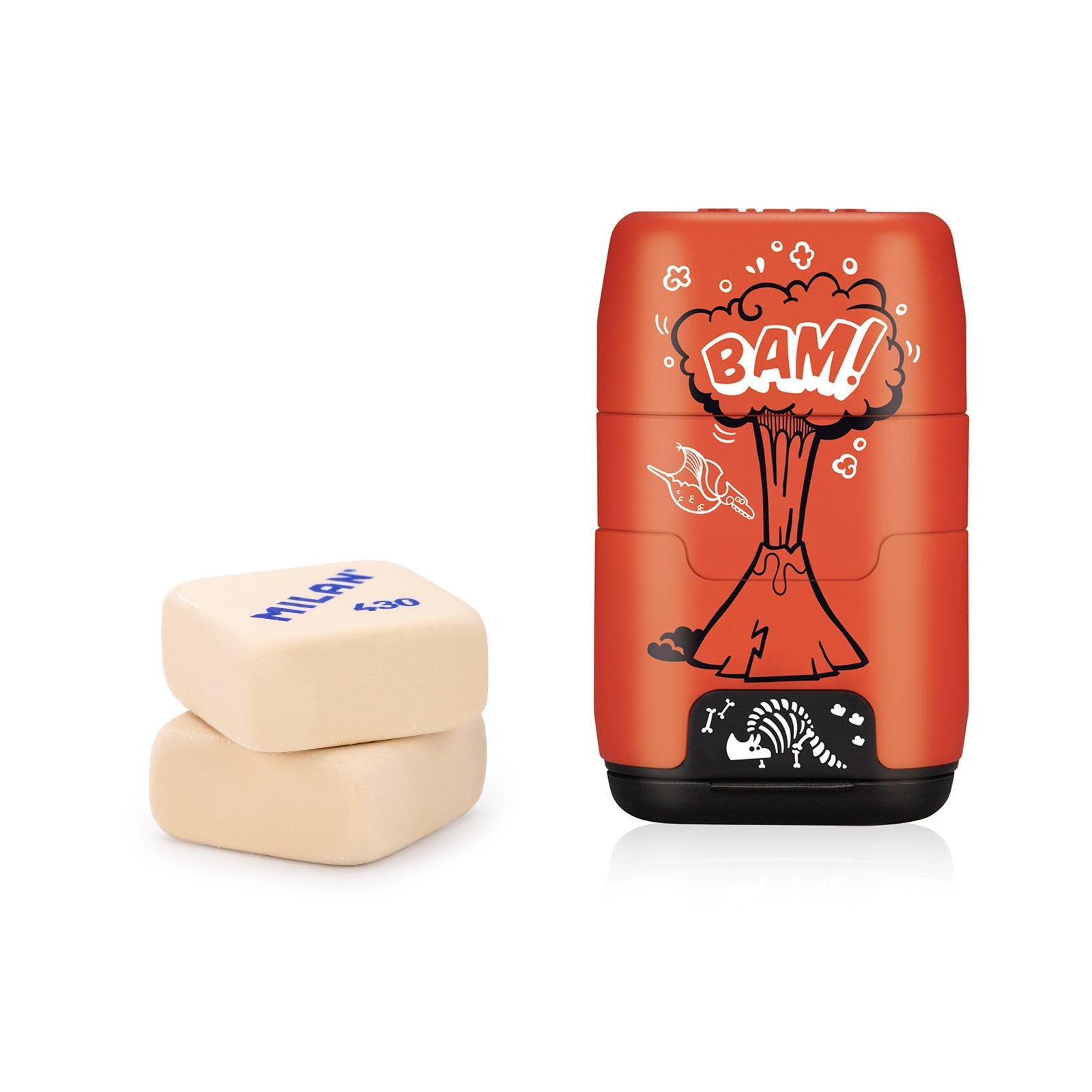 MILAN Million Years Ago - Pack Afilaborras Compact con 2 Gomas de Recambio Incluidas. Rojo