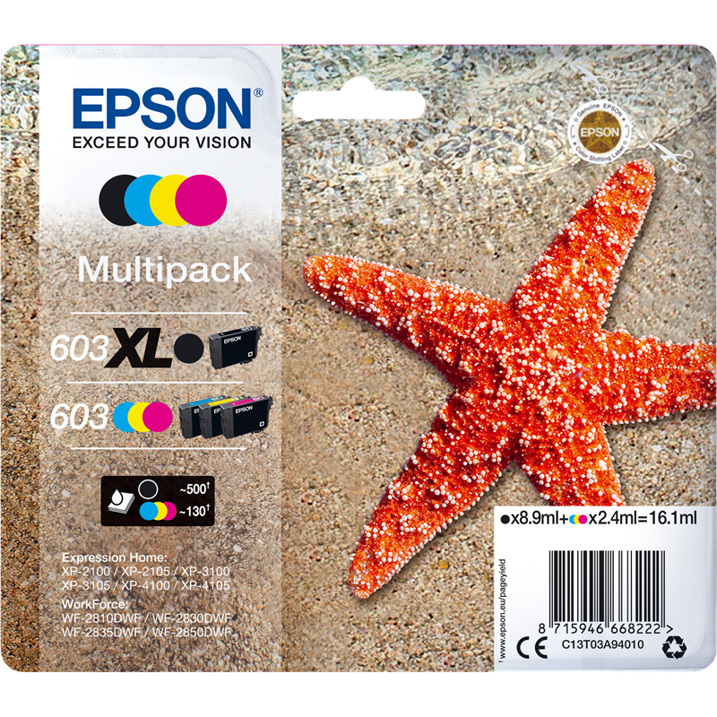 Cartucho Epson T603 MULTIPACK BK-XL-C-M-Y XP-2100