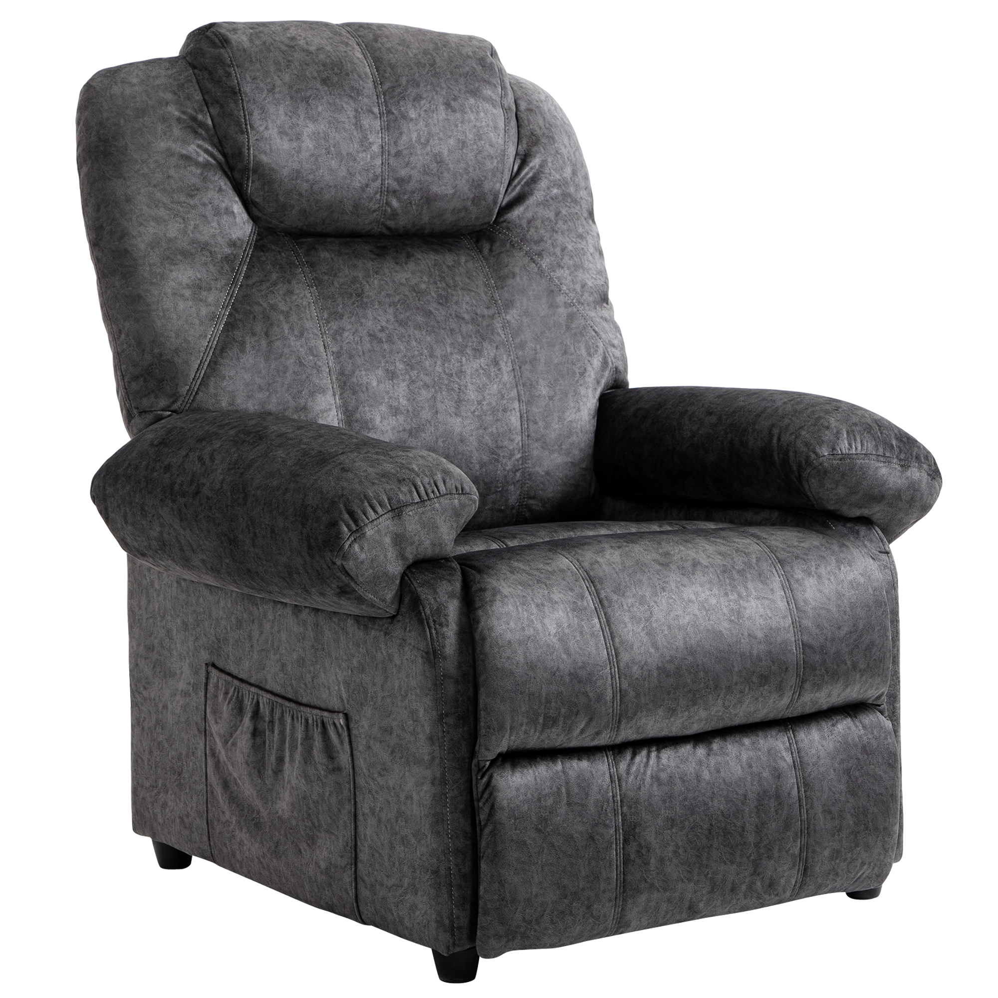 HOMCOM Sillón Relax Reclinable Manual Tapizado en Terciopelo Acolchado con Reposapiés Retráctil y Bolsillos Laterales para Salón Oficina Dormitorio 88x91x108 cm