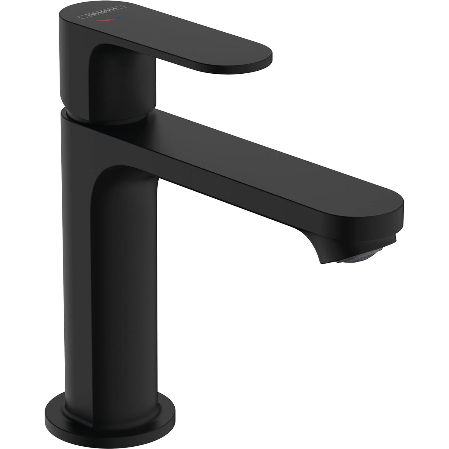 hansgrohe Rebris S Grifo monomando de lavabo 110 CoolStart con vaciador automático, negro mate, 72519670