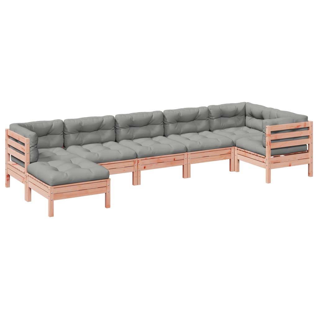 vidaXL Set de sofás jardín 7 pzas con cojines madera abeto Douglas